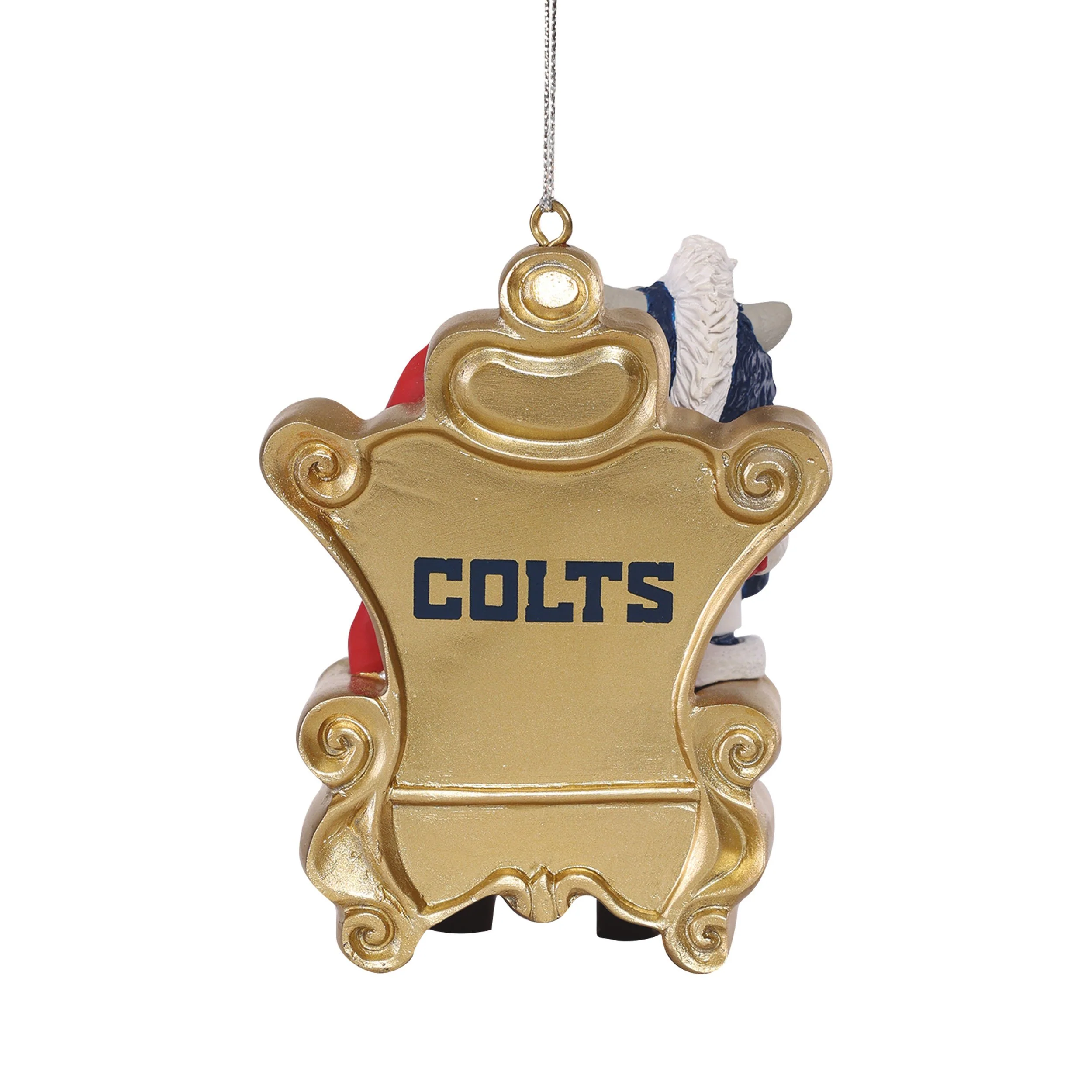 Indianapolis Colts NFL Blue Mascot on Santas Lap Ornament - Image 3