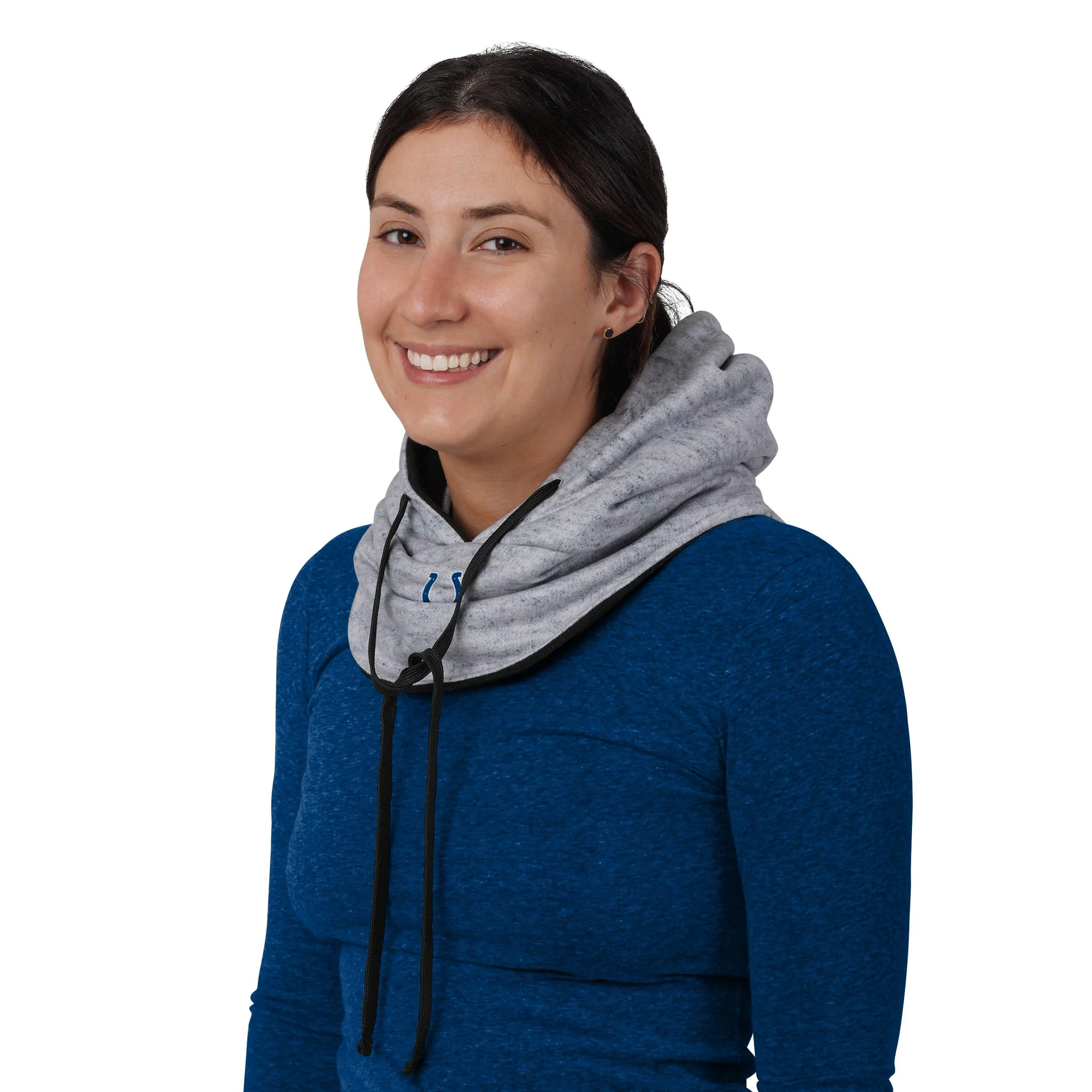 Indianapolis Colts NFL Heather Gray Drawstring Hooded Gaiter Scarf - Image 4