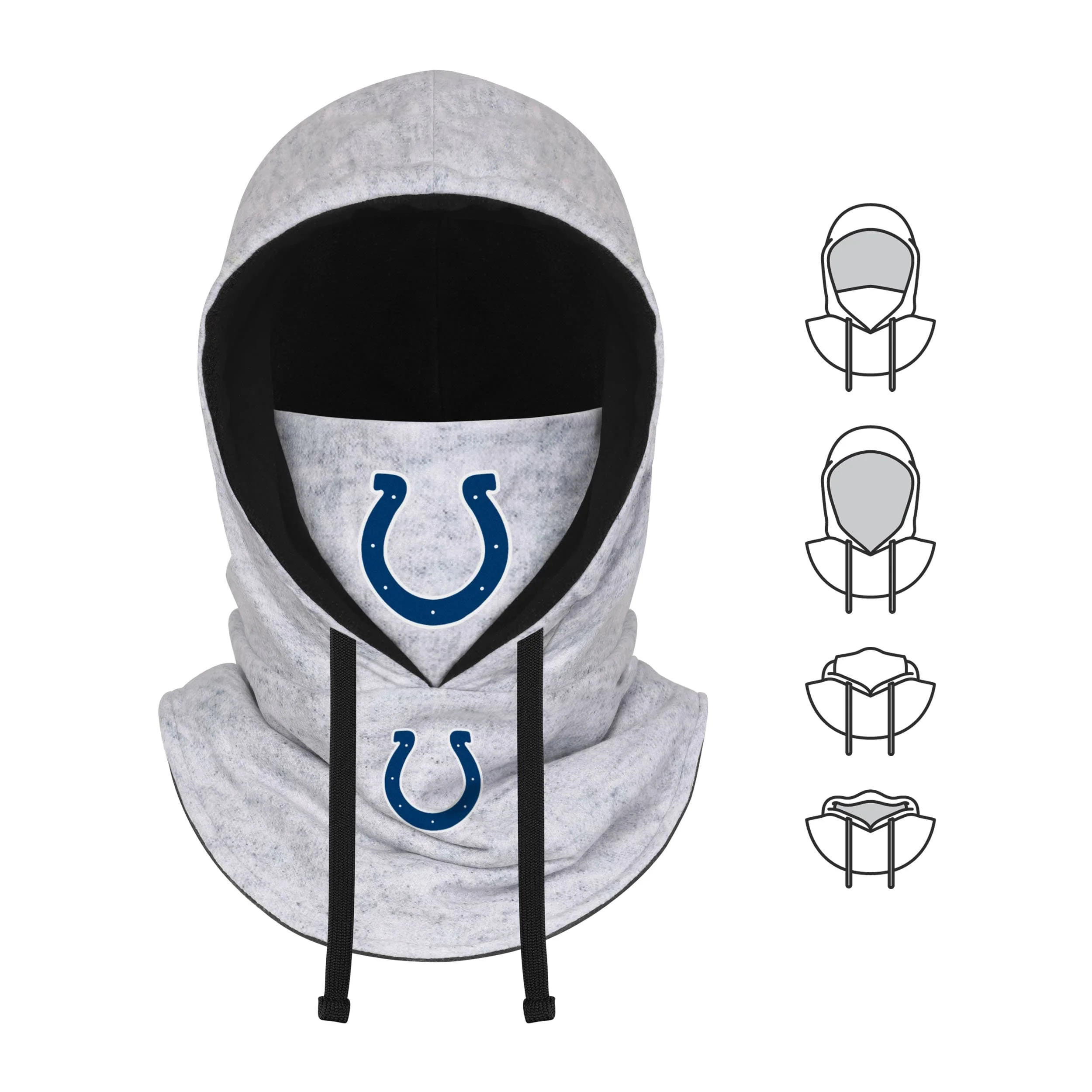 Indianapolis Colts NFL Heather Gray Drawstring Hooded Gaiter Scarf - Image 5