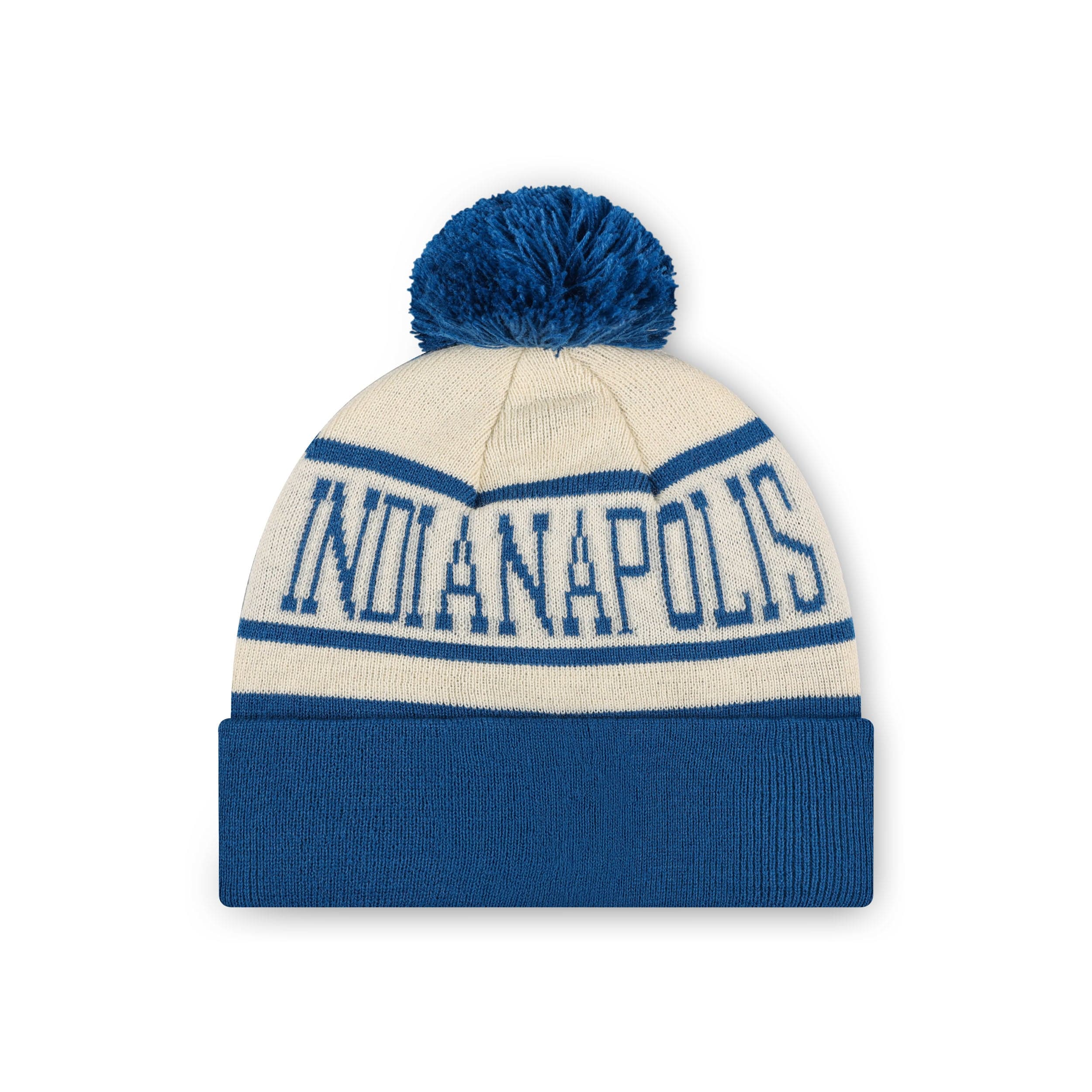 Indianapolis Colts NFL Heritage Stripe Primary Logo Pom Beanie - Image 2