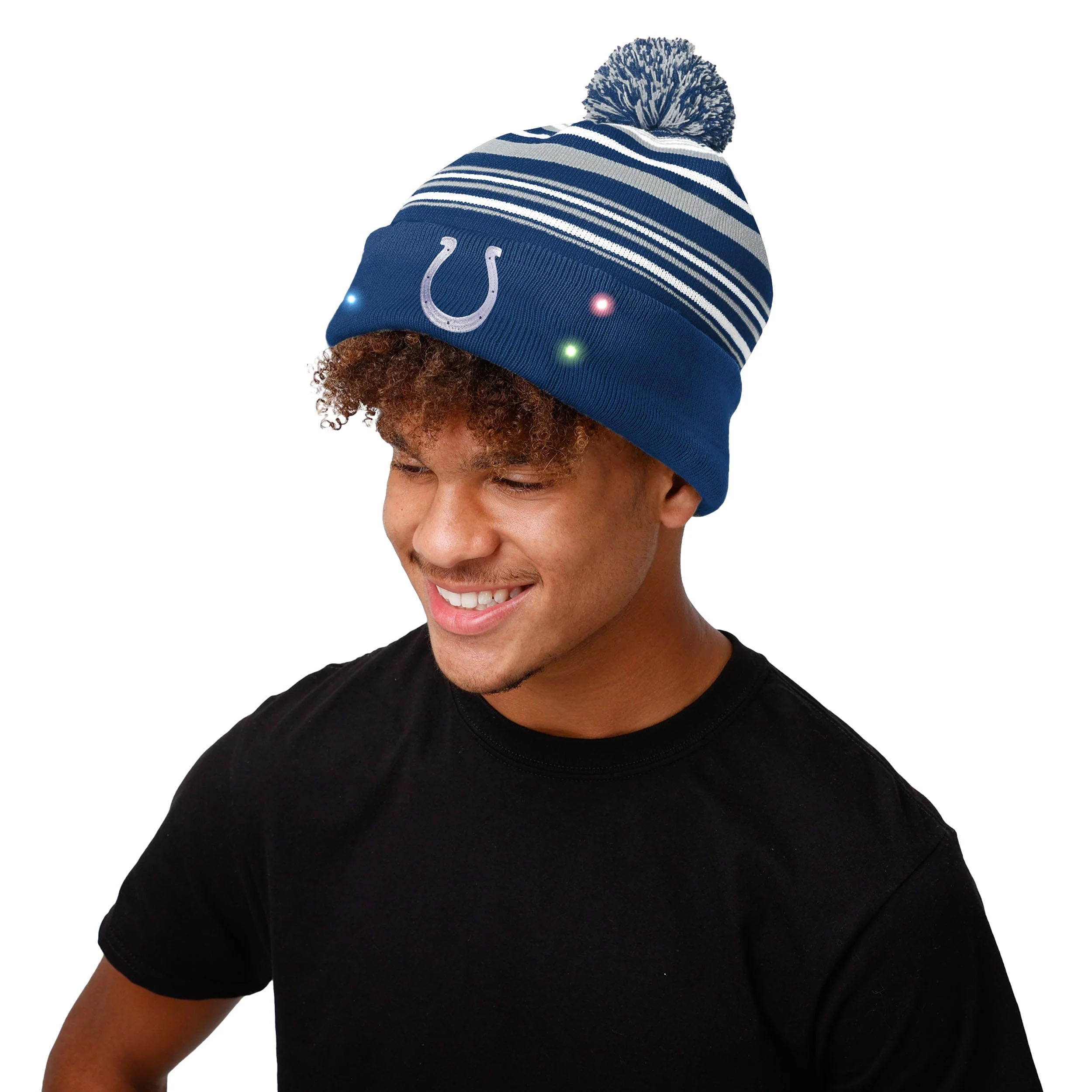 Indianapolis Colts NFL Horizontal Stripe Light Up Beanie - Image 3