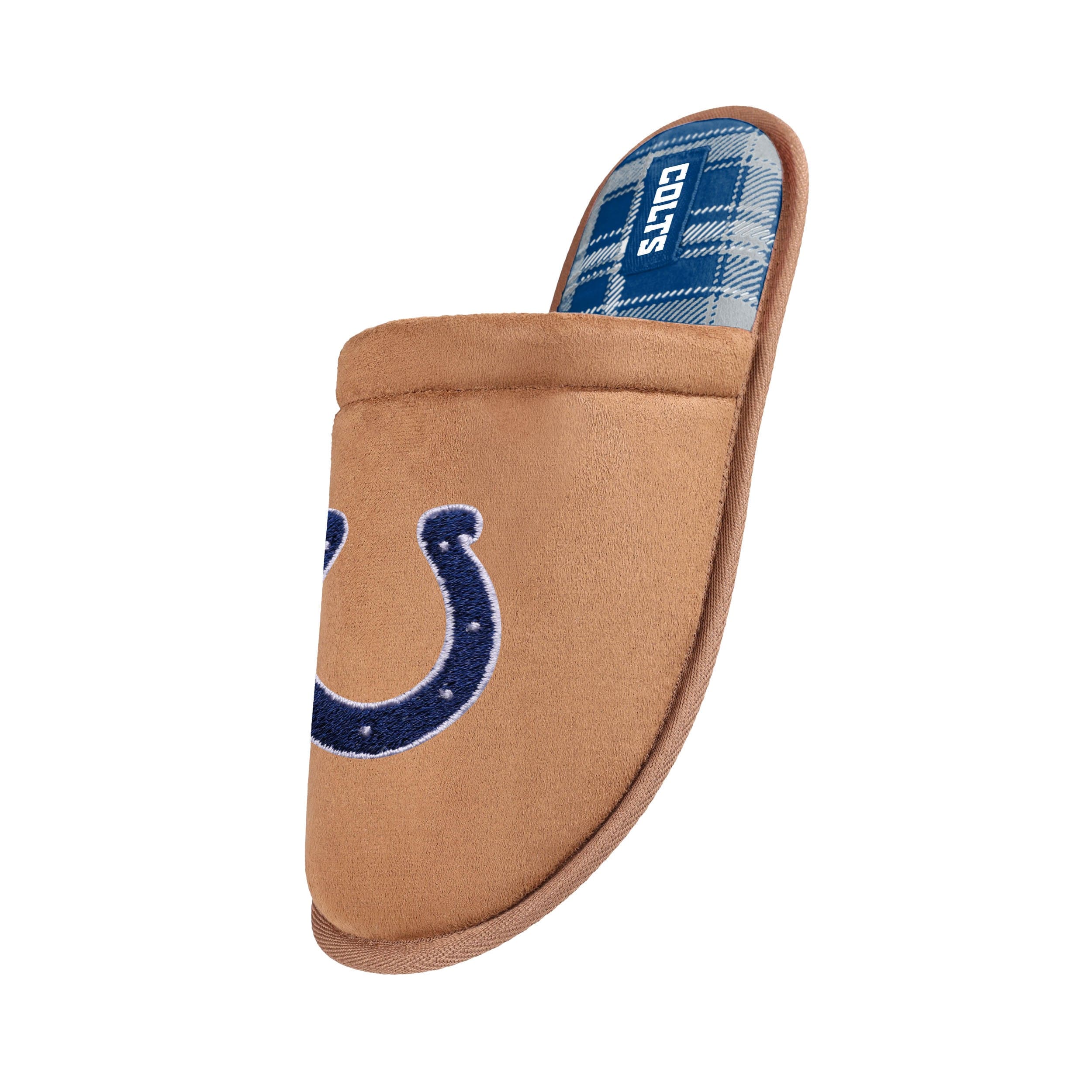 Indianapolis Colts NFL Mens Flannel Lined Brown Suede Scuff Slipper - Image 2