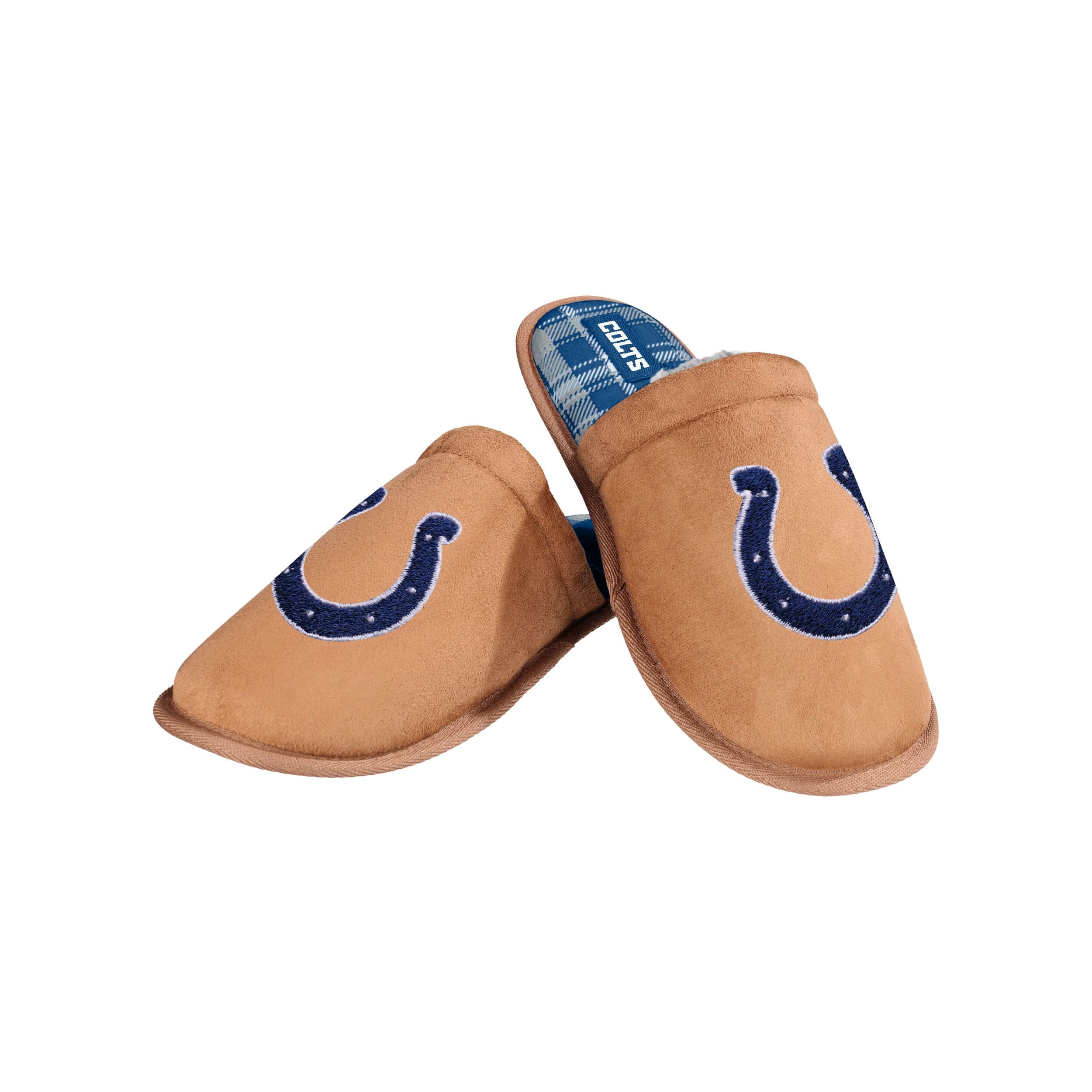 Indianapolis Colts NFL Mens Flannel Lined Brown Suede Scuff Slipper - Image 3