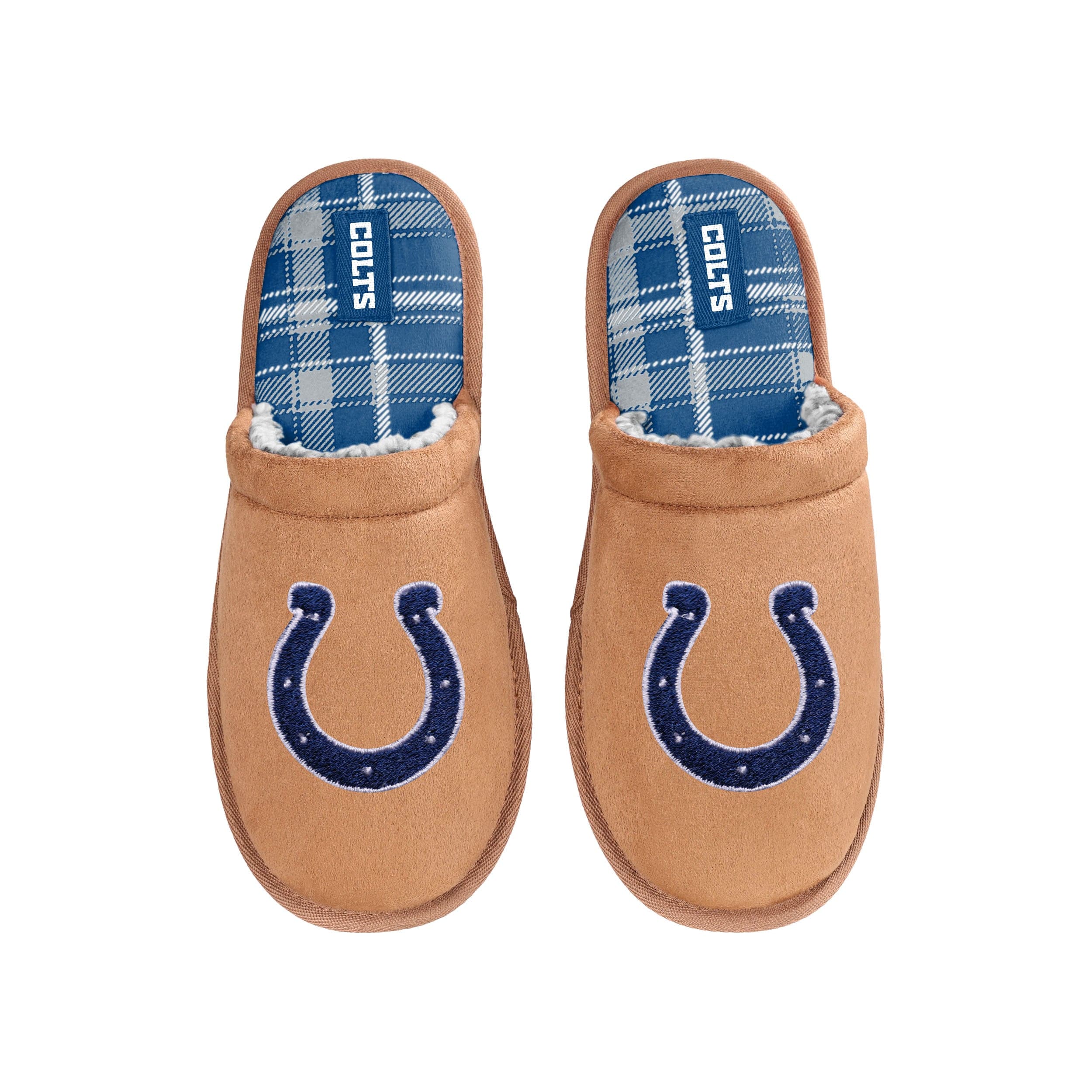 Indianapolis Colts NFL Mens Flannel Lined Brown Suede Scuff Slipper - Image 4