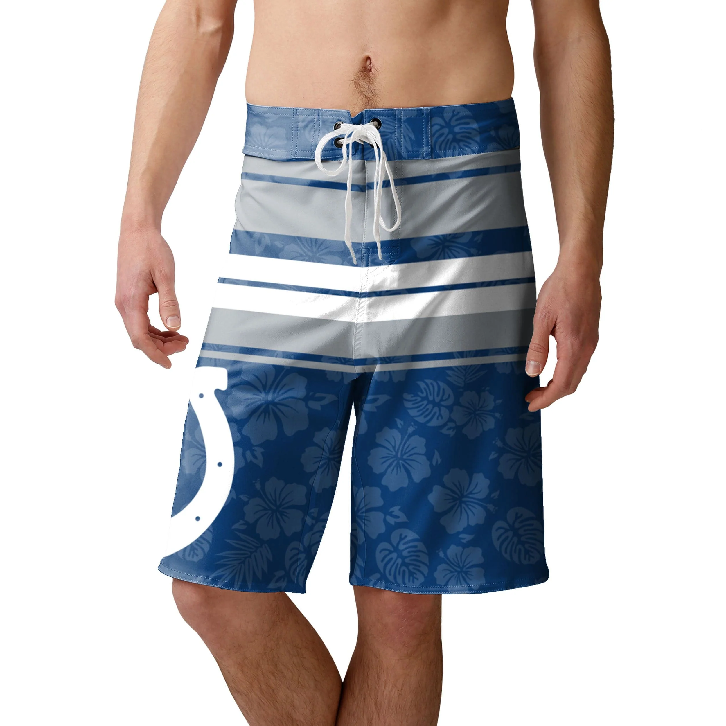 Indianapolis Colts NFL Mens Hibiscus Boardwalk Stripe Boardshorts - Image 2