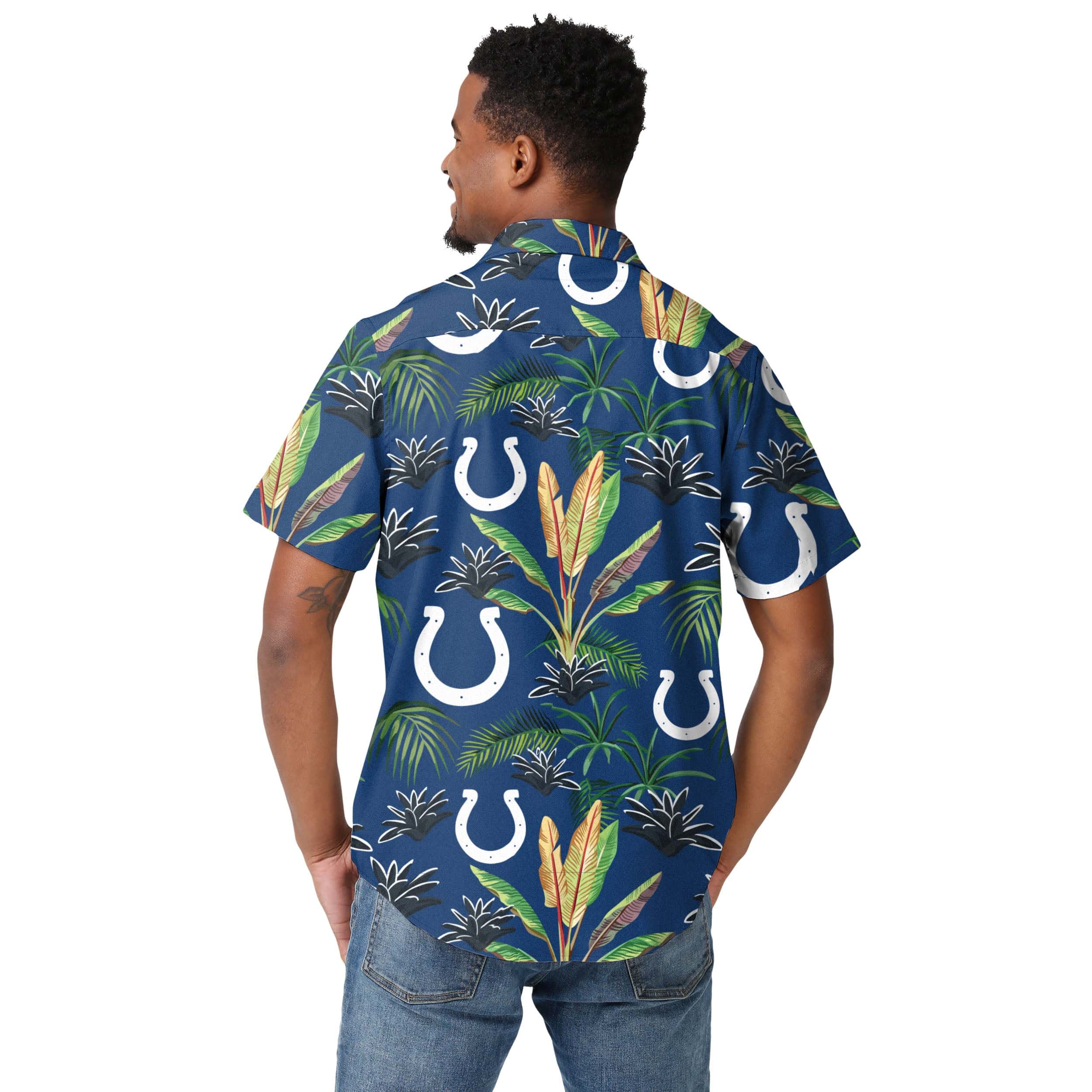 Indianapolis Colts NFL Mens Victory Vacay Button Up Shirt - Image 3