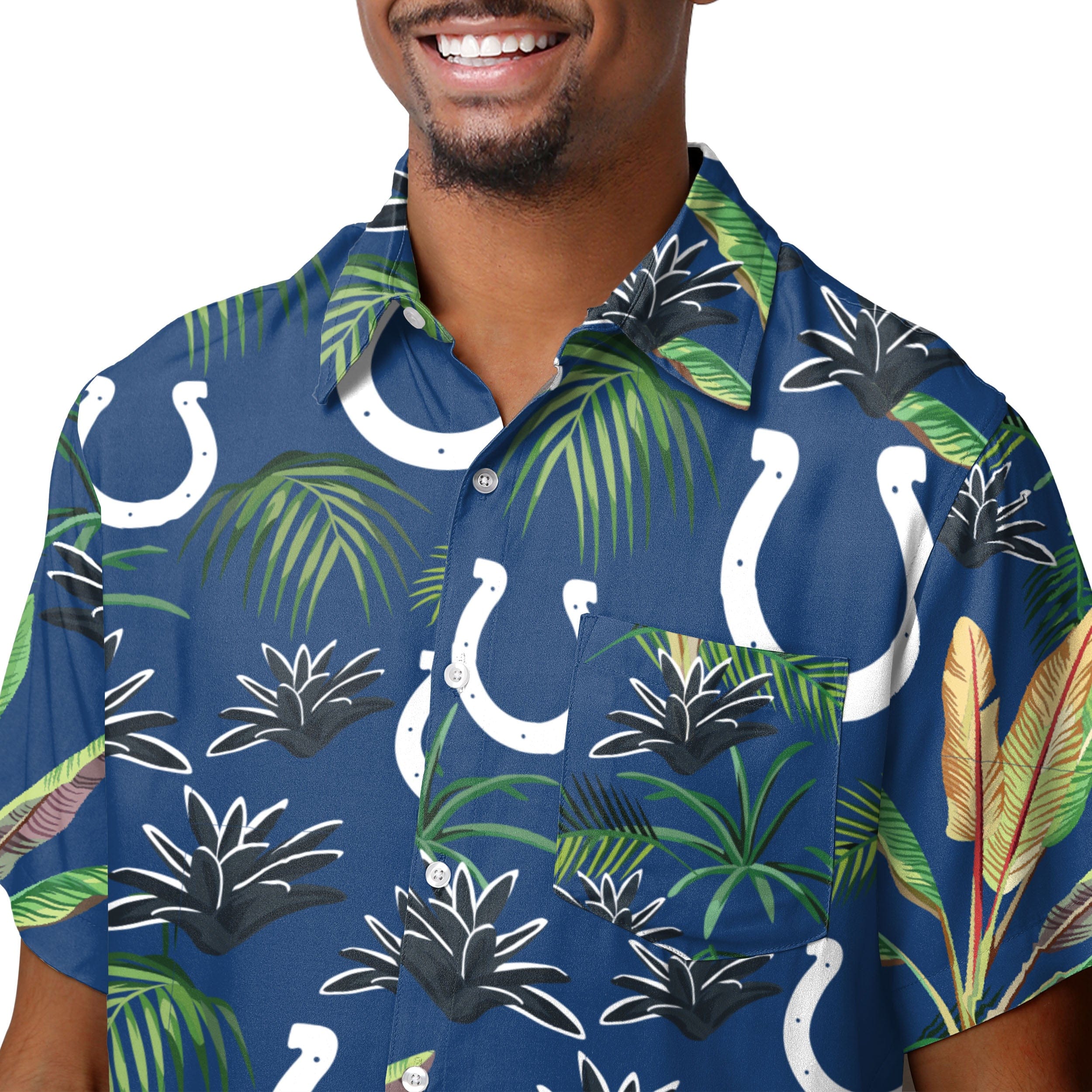 Indianapolis Colts NFL Mens Victory Vacay Button Up Shirt - Image 4