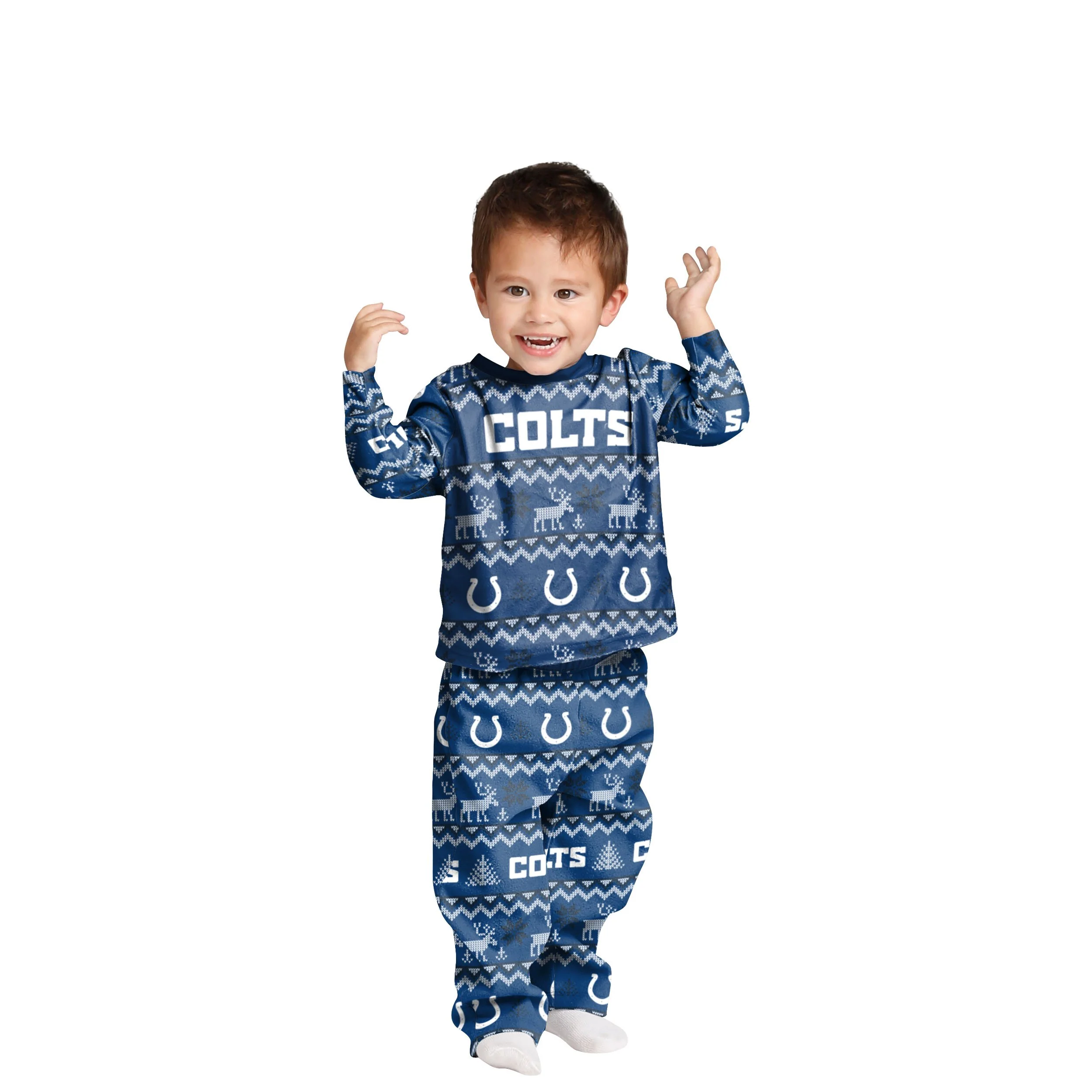 Indianapolis Colts NFL Ugly Pattern Family Holiday Pajamas - Image 3