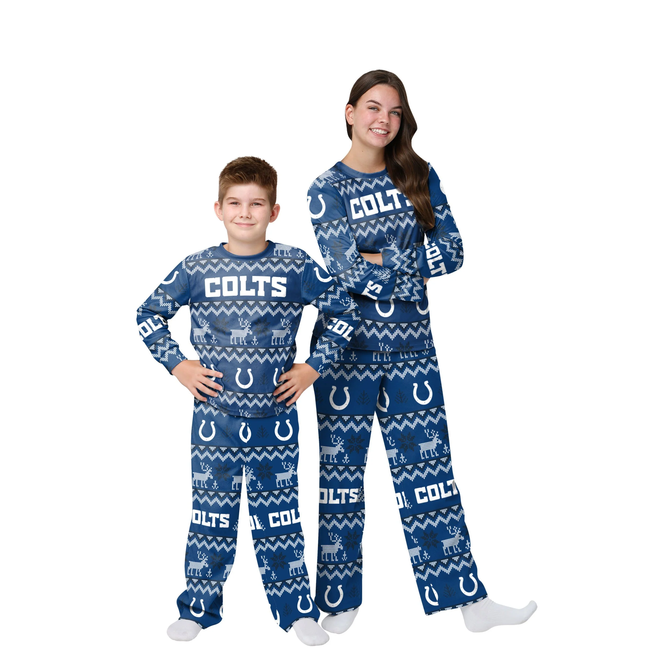 Indianapolis Colts NFL Ugly Pattern Family Holiday Pajamas - Image 4