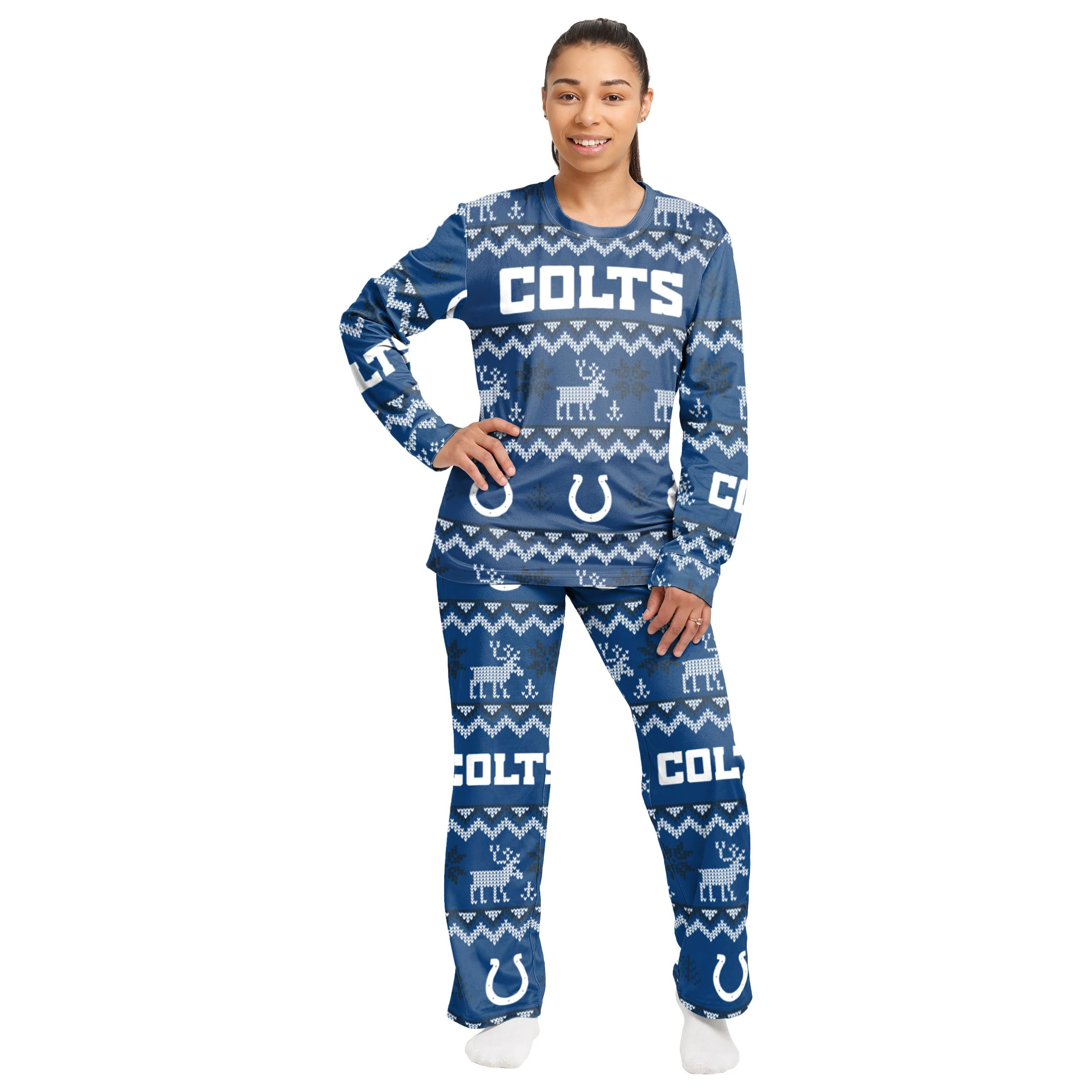 Indianapolis Colts NFL Ugly Pattern Family Holiday Pajamas - Image 5