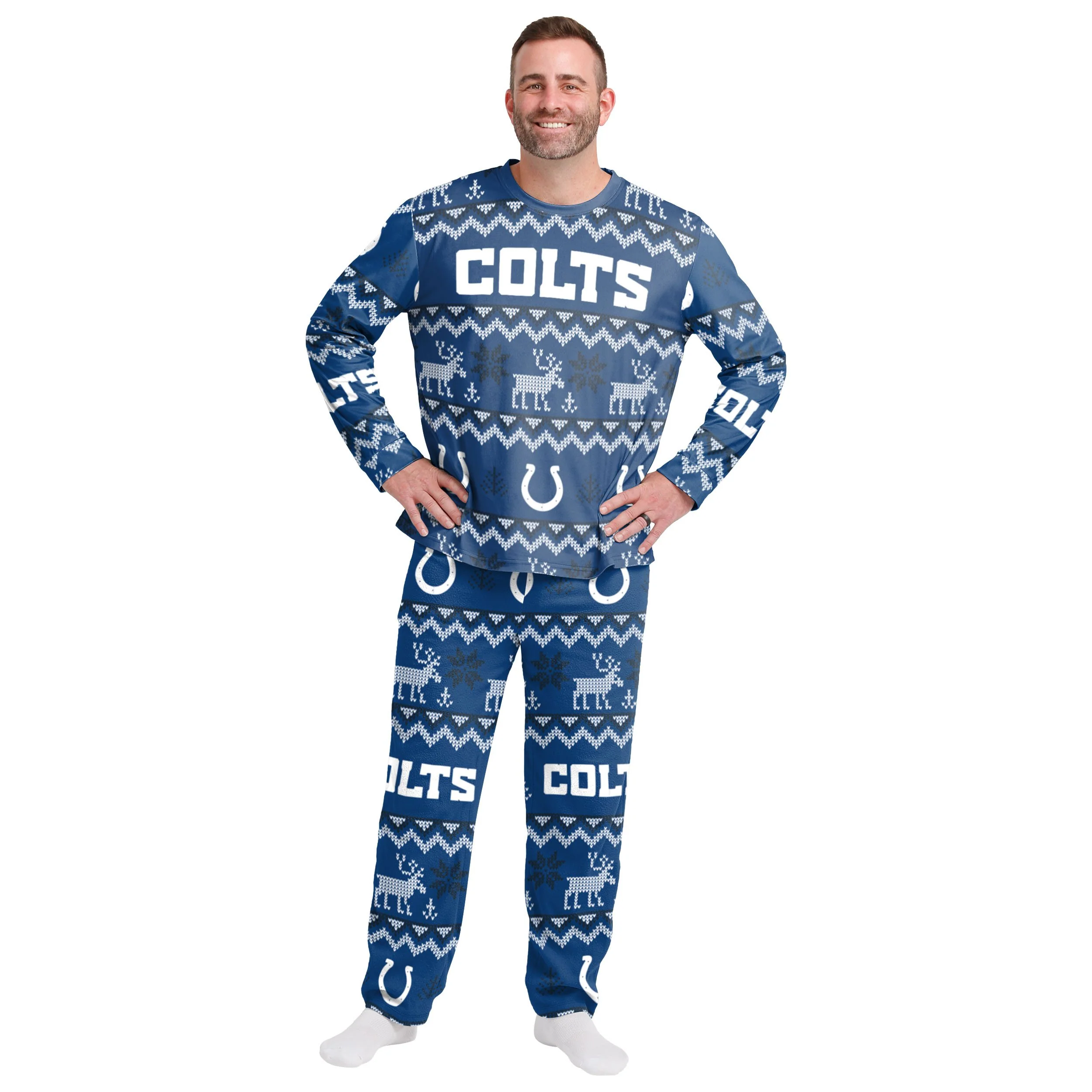 Indianapolis Colts NFL Ugly Pattern Family Holiday Pajamas - Image 6
