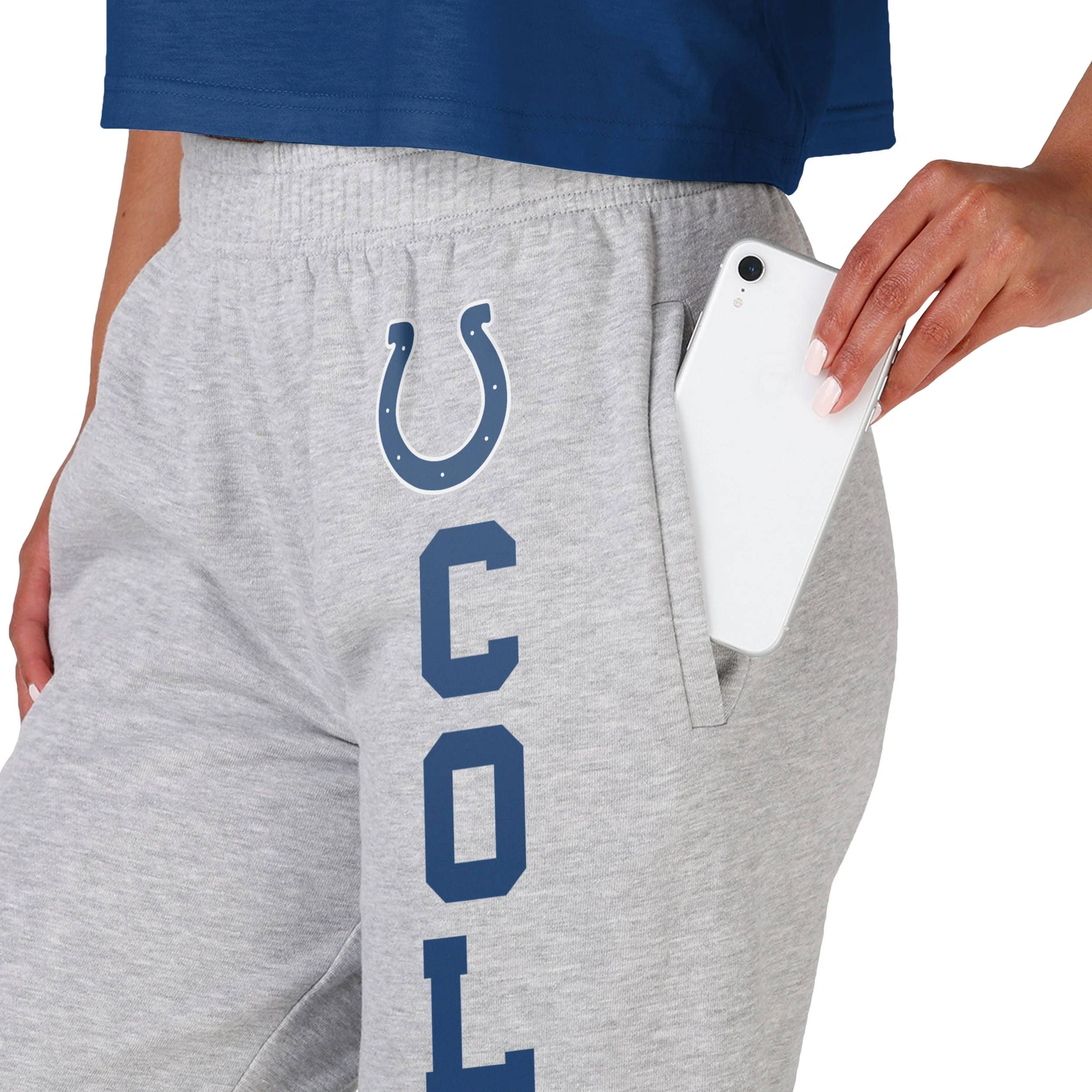 Indianapolis Colts NFL Womens Big Wordmark Gray Sweatpants - Image 3