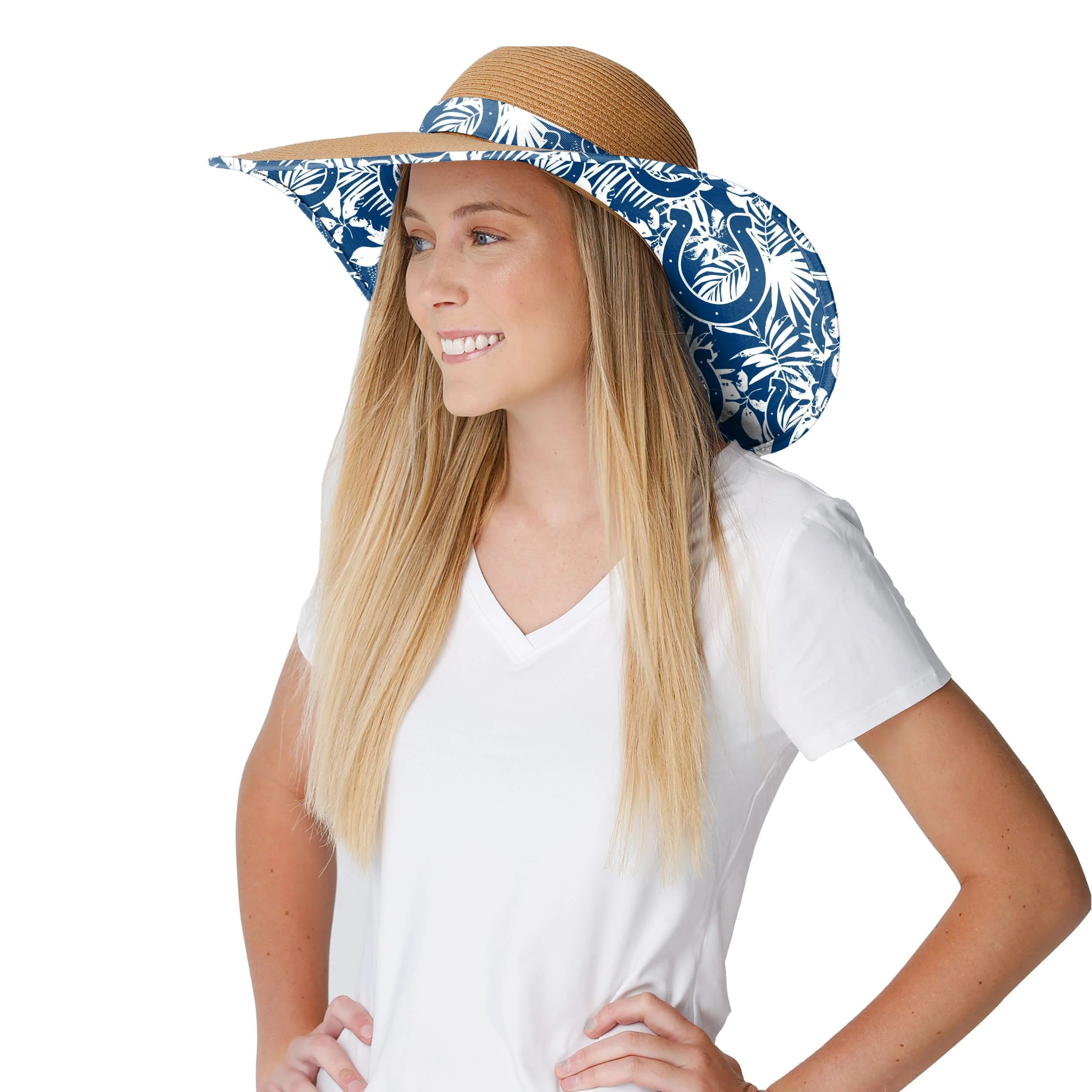 Indianapolis Colts NFL Womens Floral Straw Hat - Image 3