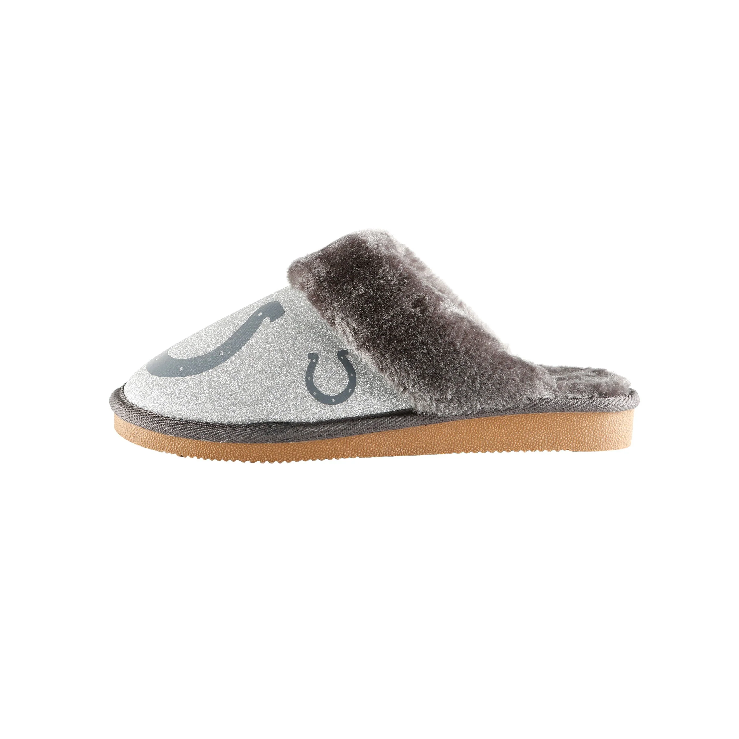Indianapolis Colts NFL Womens Glitter Open Back Fur Moccasin Slippers - Image 4