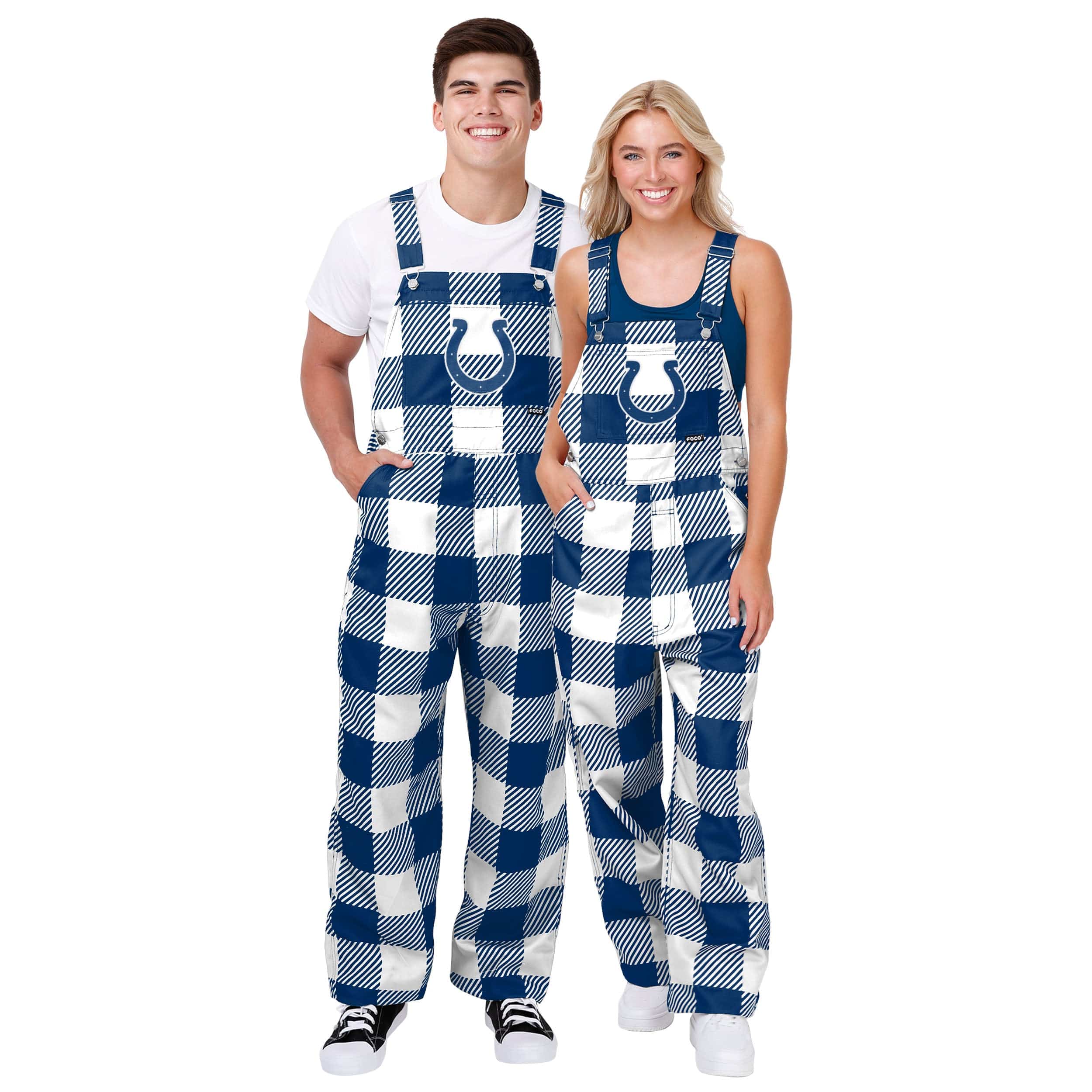 Indianapolis Colts NFL Womens Plaid Bib Overalls - Image 3