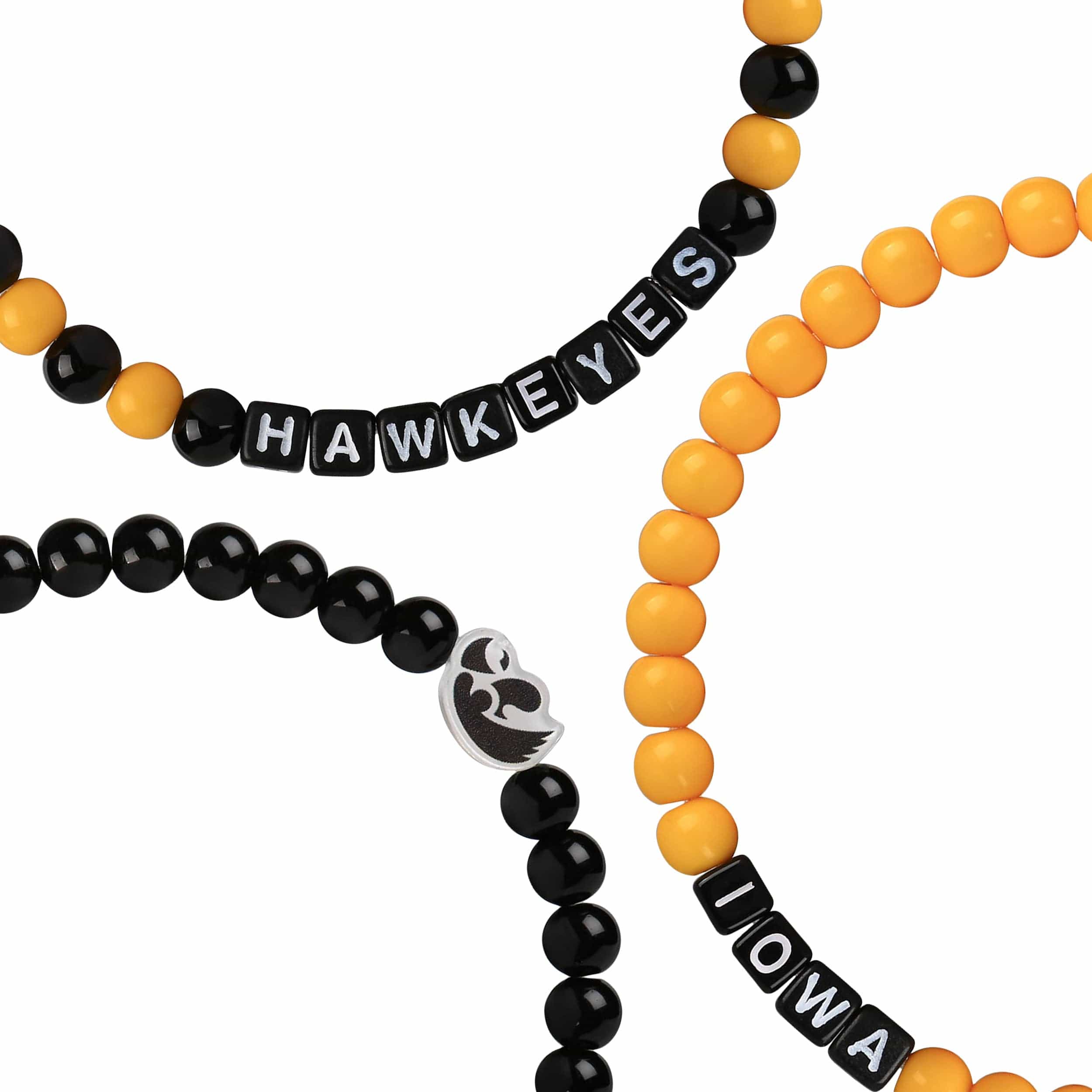 Iowa Hawkeyes NCAA 3 Pack Beaded Friendship Bracelet - Image 2