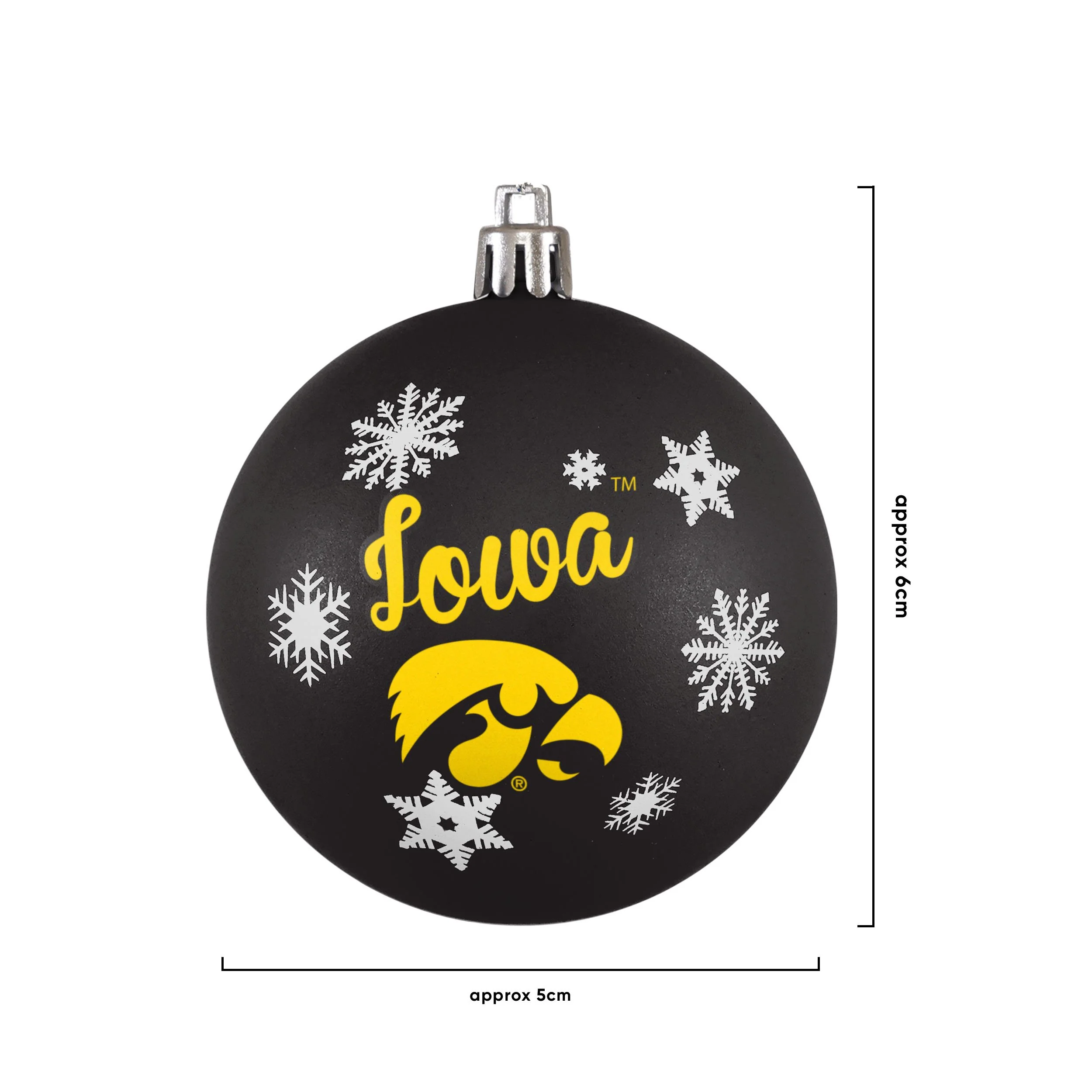 Iowa Hawkeyes NCAA 5 Pack Shatterproof Ball Ornament Set - Image 3