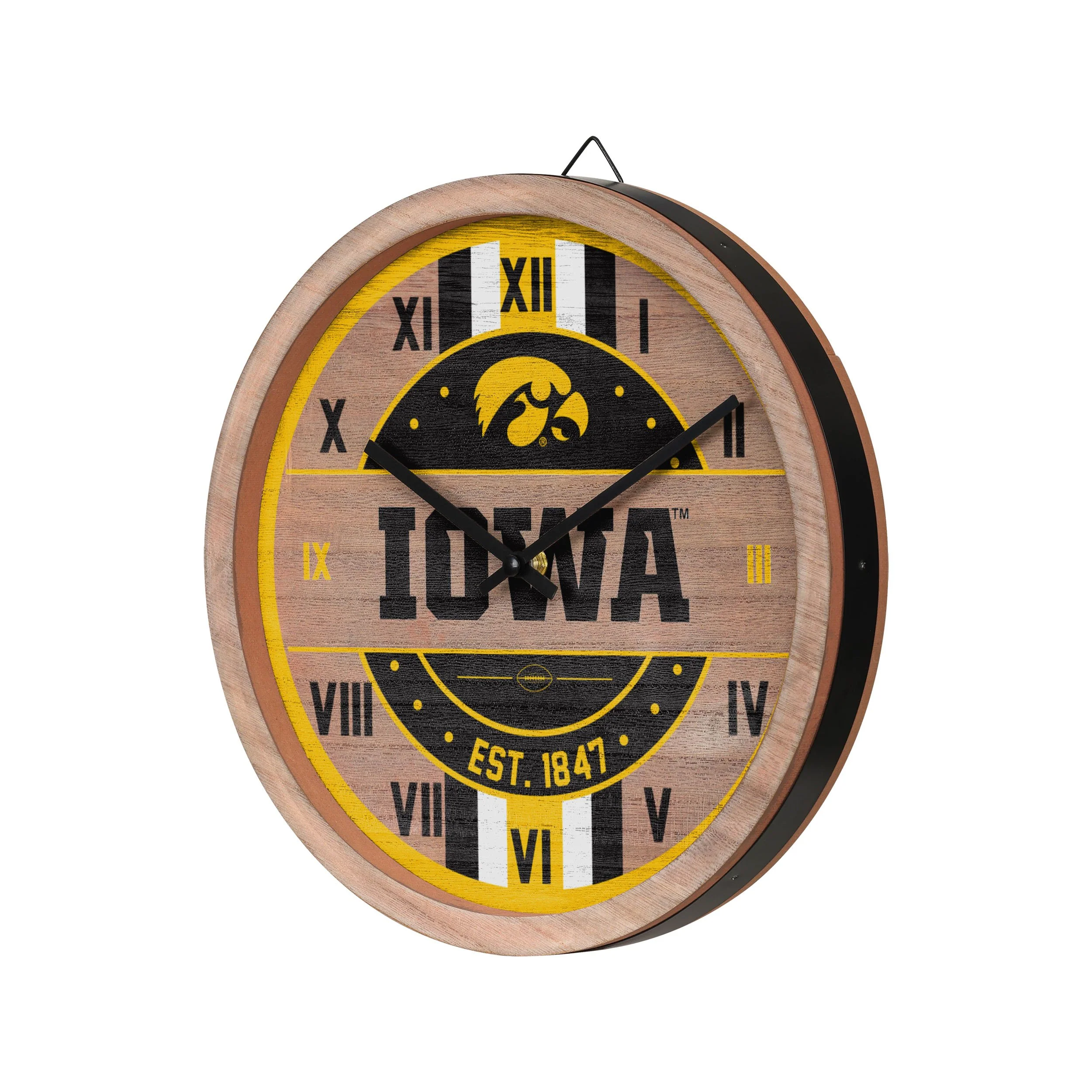 Iowa Hawkeyes NCAA Barrel Wall Clock - Image 2