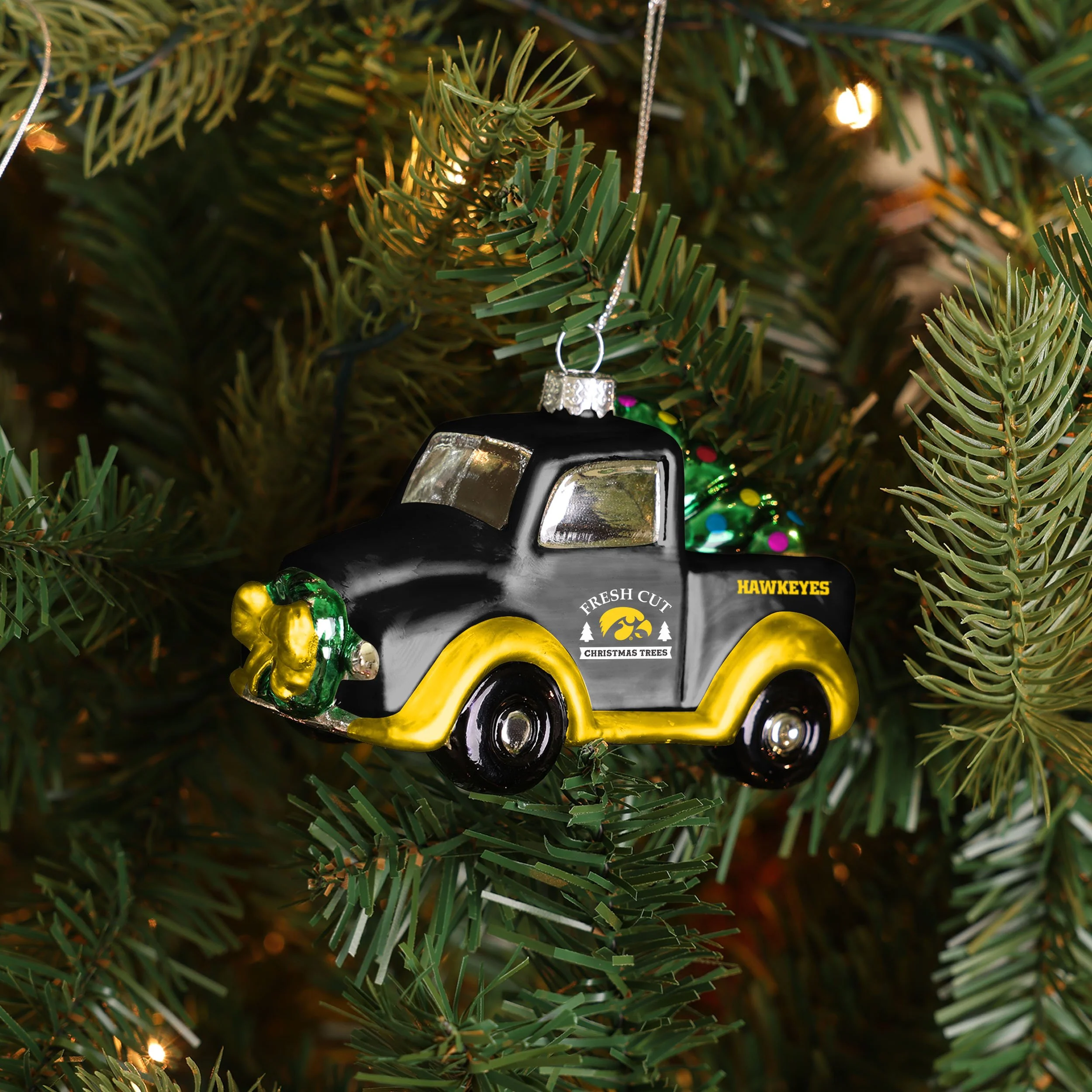 Iowa Hawkeyes NCAA Blown Glass Truck Ornament - Image 3