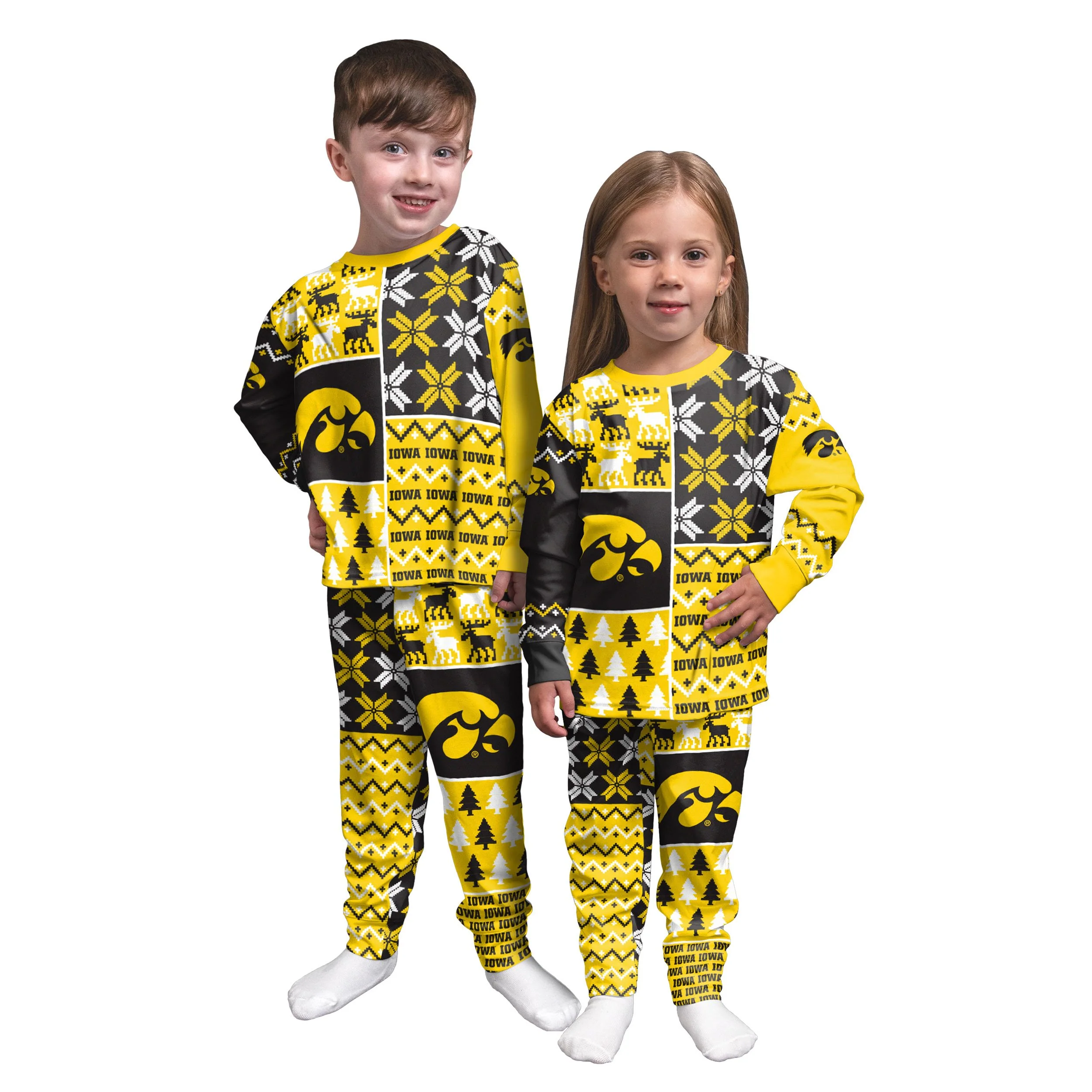 Iowa Hawkeyes NCAA Busy Block Family Holiday Pajamas - Image 3