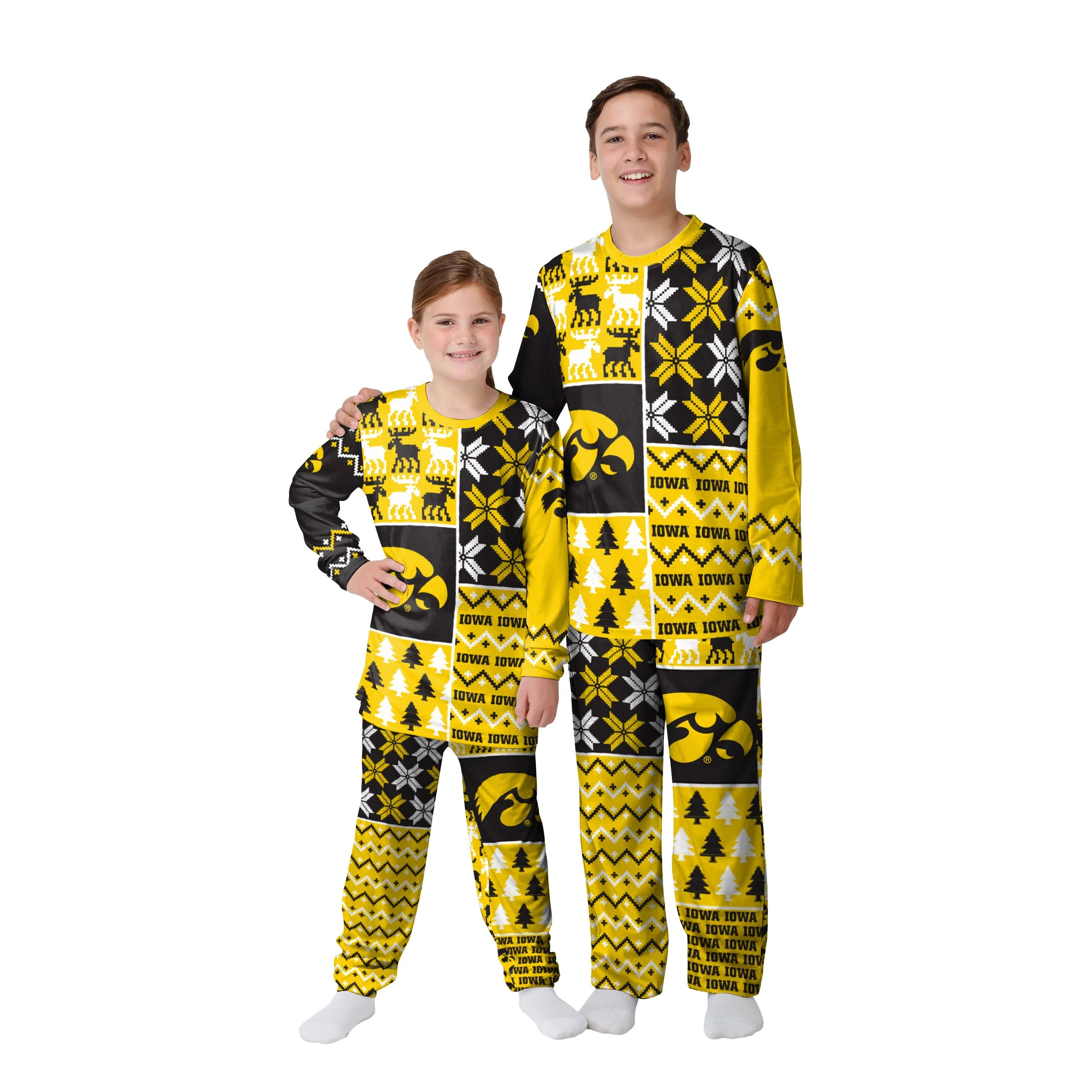Iowa Hawkeyes NCAA Busy Block Family Holiday Pajamas - Image 4