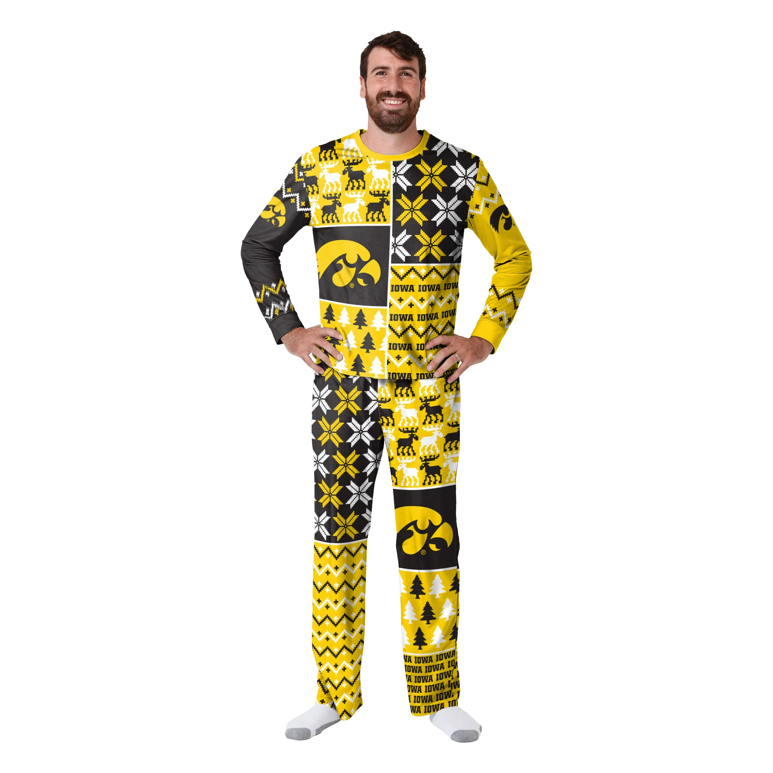 Iowa Hawkeyes NCAA Busy Block Family Holiday Pajamas - Image 5
