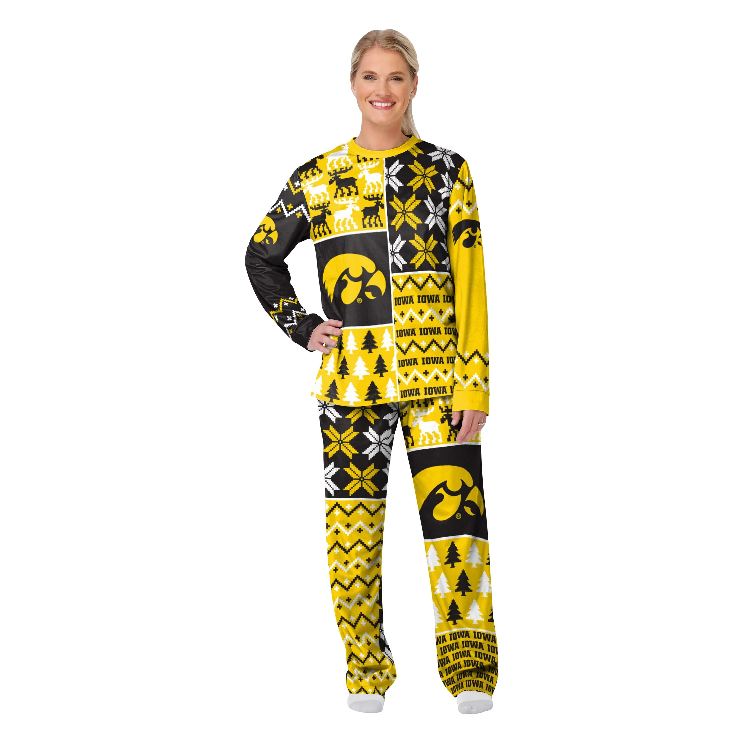 Iowa Hawkeyes NCAA Busy Block Family Holiday Pajamas - Image 6
