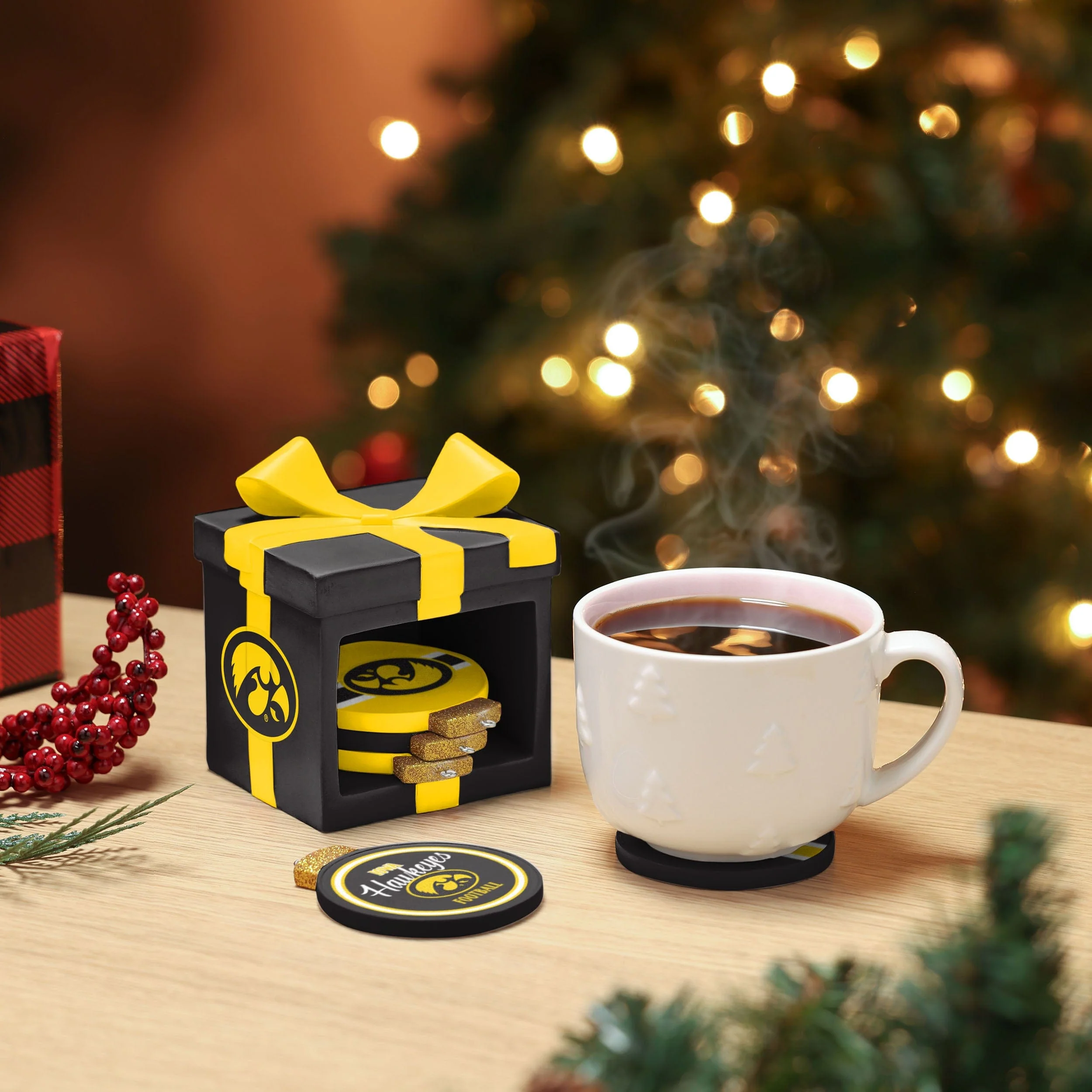 Iowa Hawkeyes NCAA Holiday 5 Pack Coaster Set - Image 2