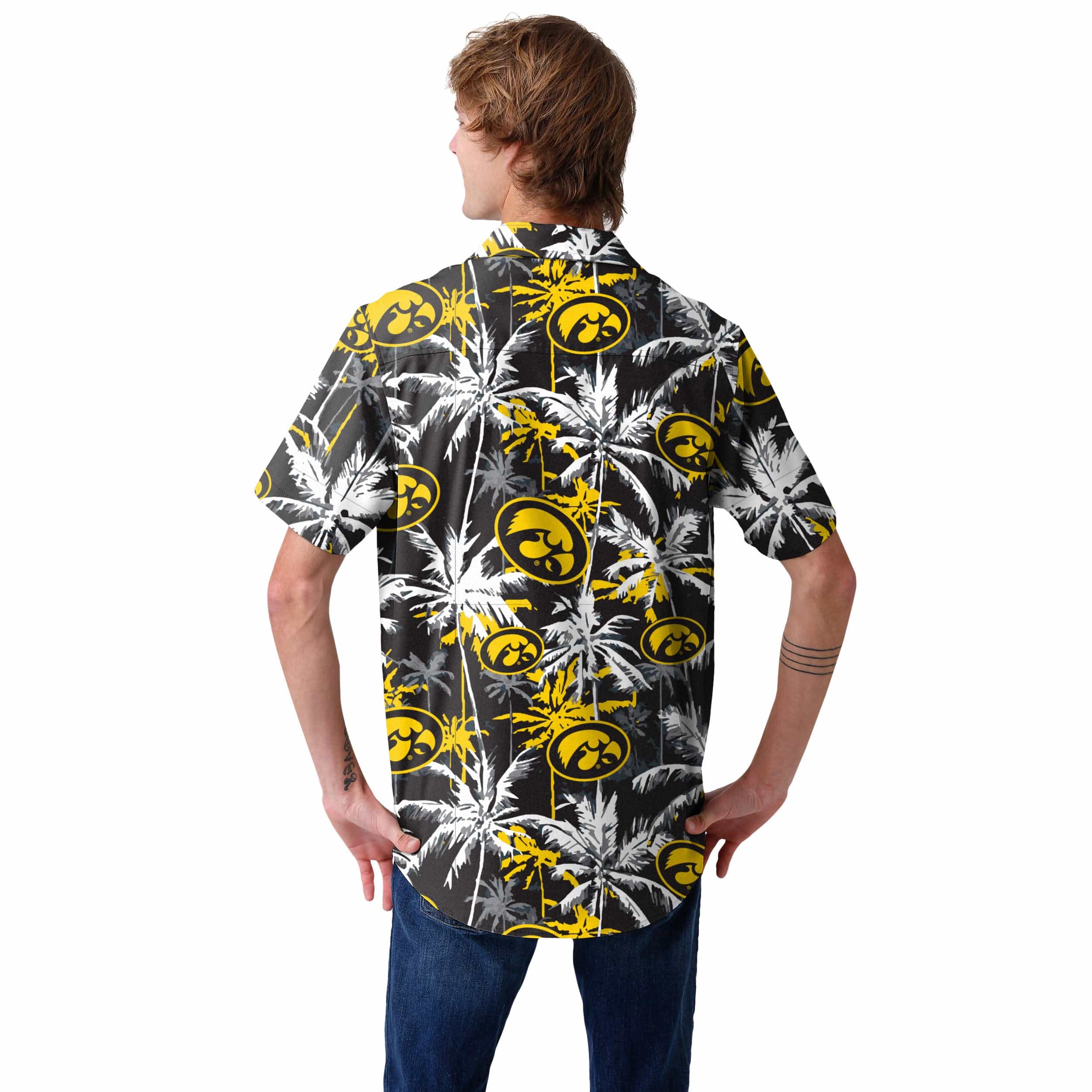 Iowa Hawkeyes NCAA Mens Black Floral Button Up Shirt - Image 3