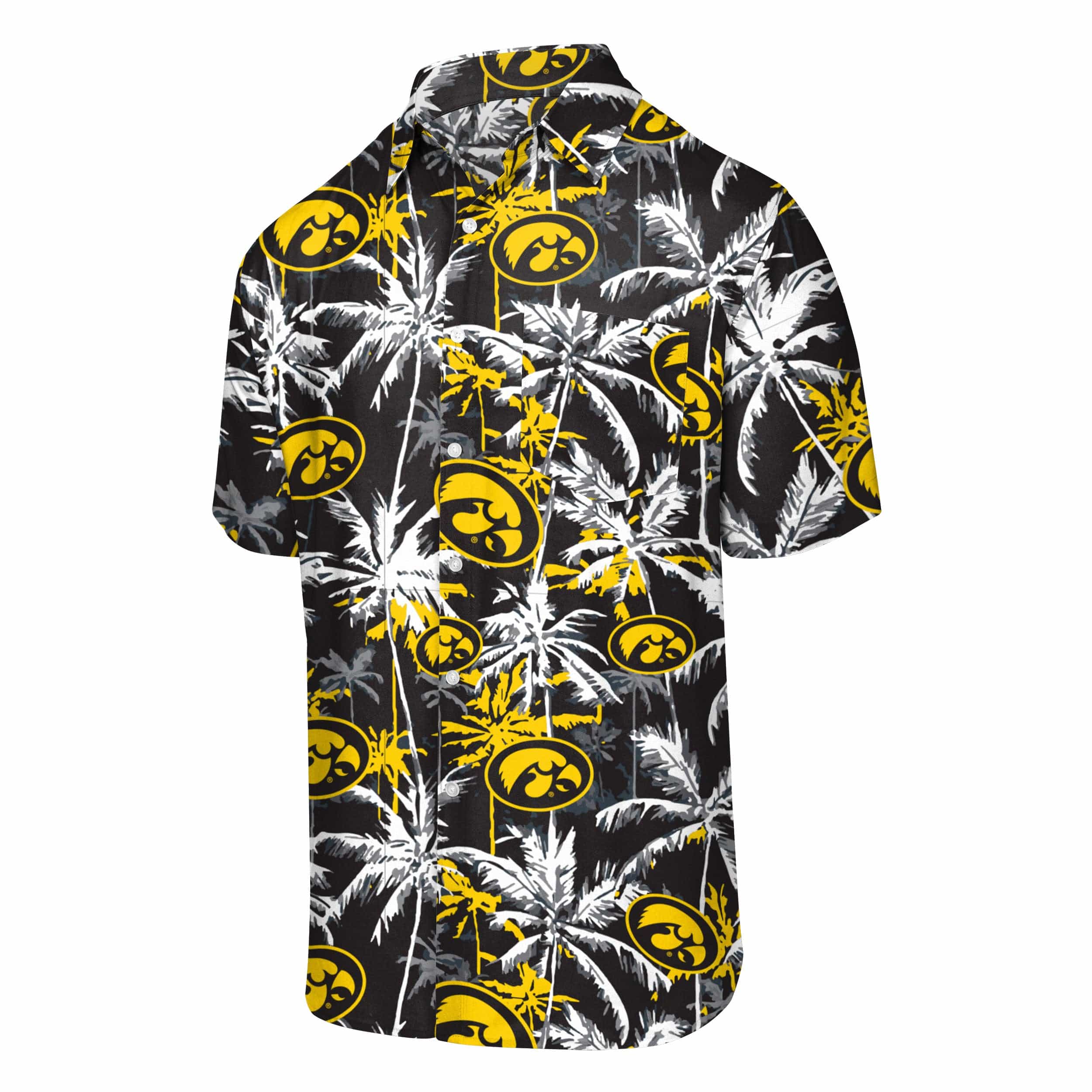 Iowa Hawkeyes NCAA Mens Black Floral Button Up Shirt - Image 4