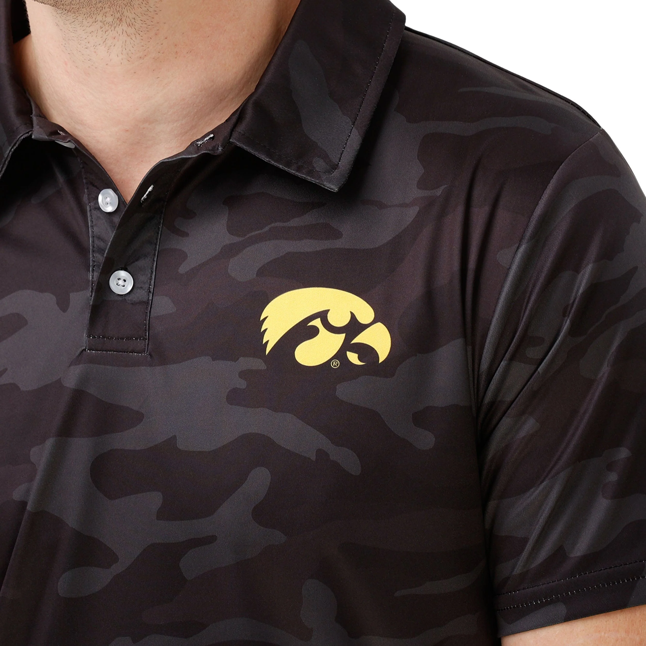 Iowa Hawkeyes NCAA Mens Color Camo Polyester Polo - Image 4