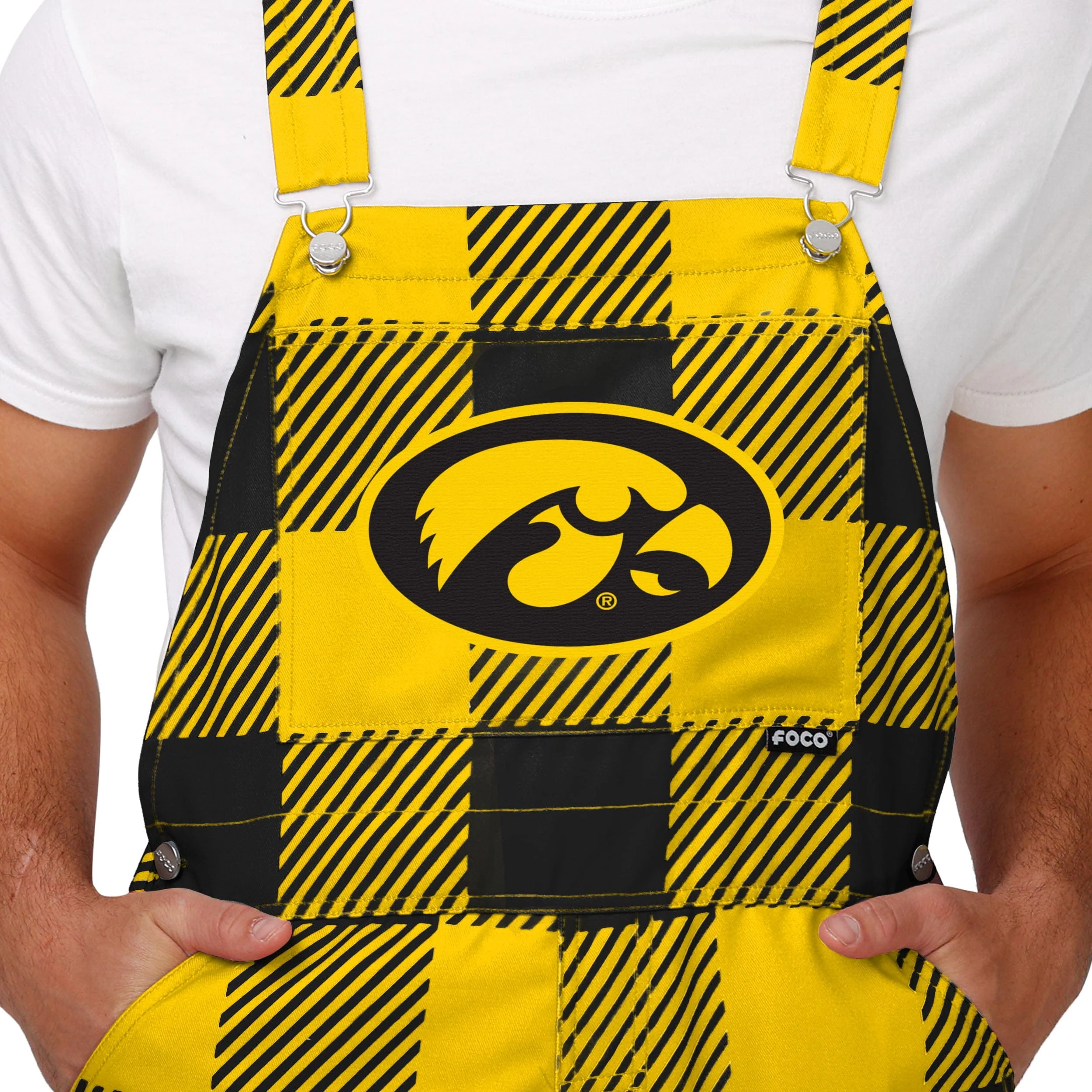 Iowa Hawkeyes NCAA Mens Plaid Bib Overalls - Image 4