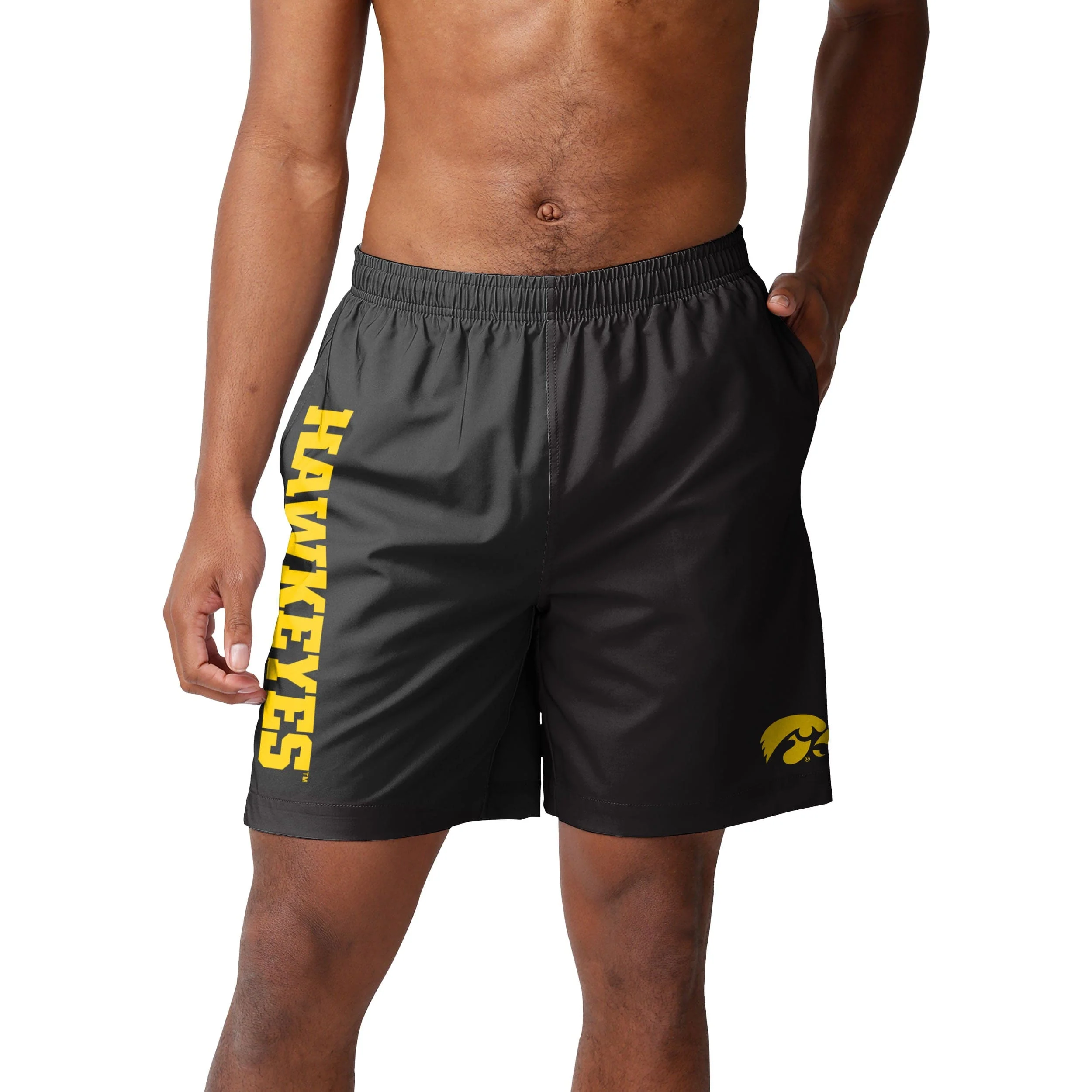 Iowa Hawkeyes NCAA Mens Solid Wordmark Traditional Swimming Trunks - Image 2