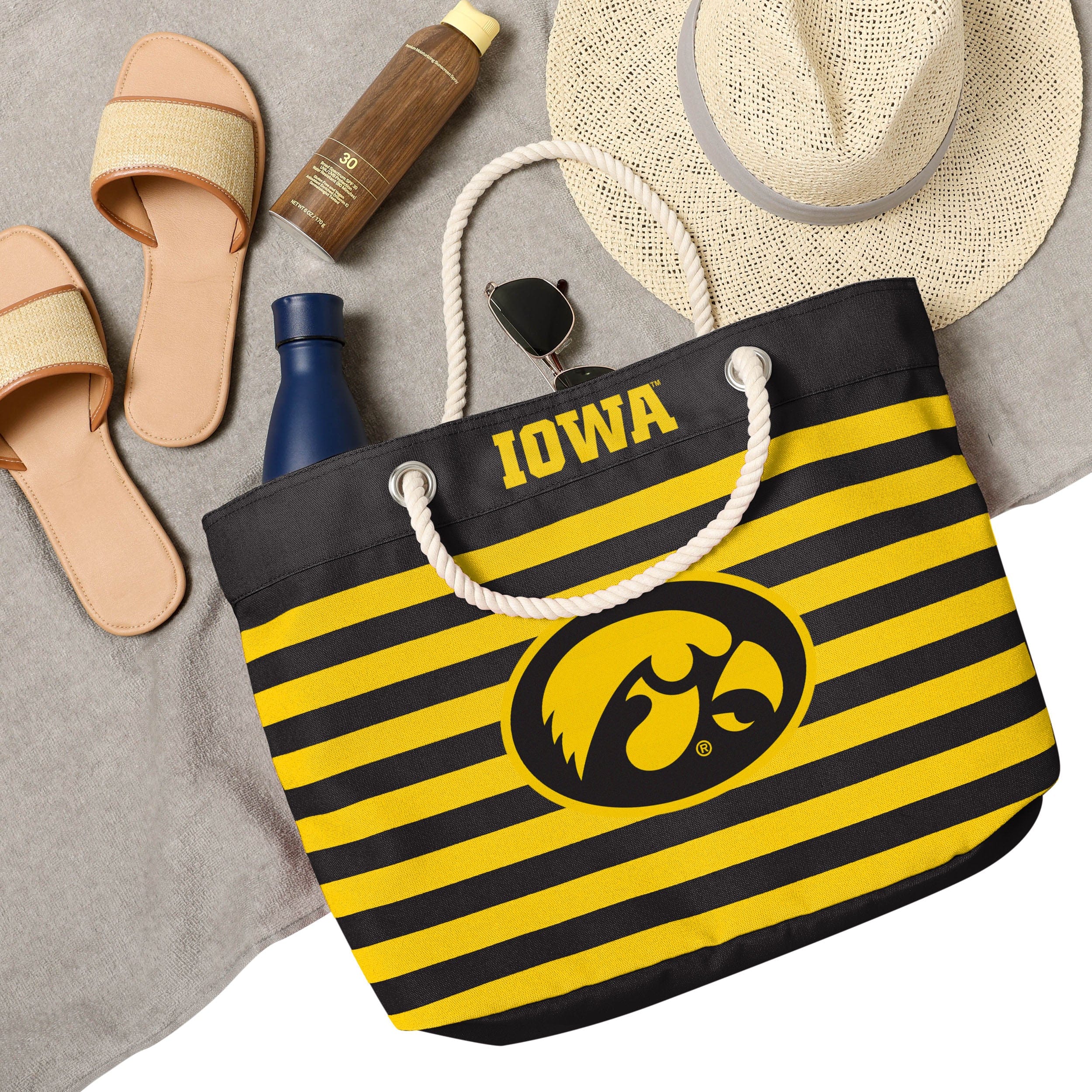 Iowa Hawkeyes NCAA Nautical Stripe Tote Bag - Image 4