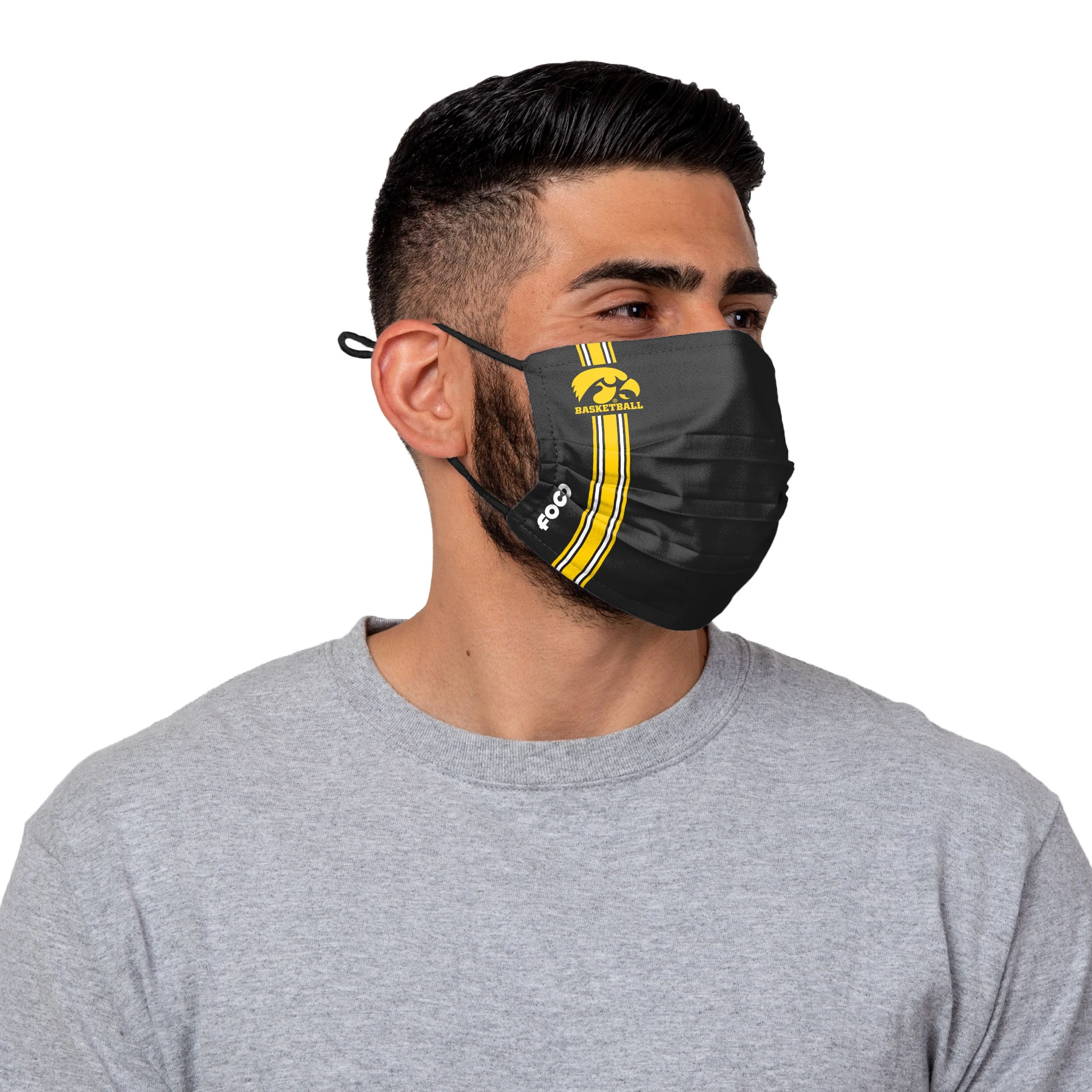 Iowa Hawkeyes NCAA On-Court Sideline Stripe Adjustable Face Cover - Image 2