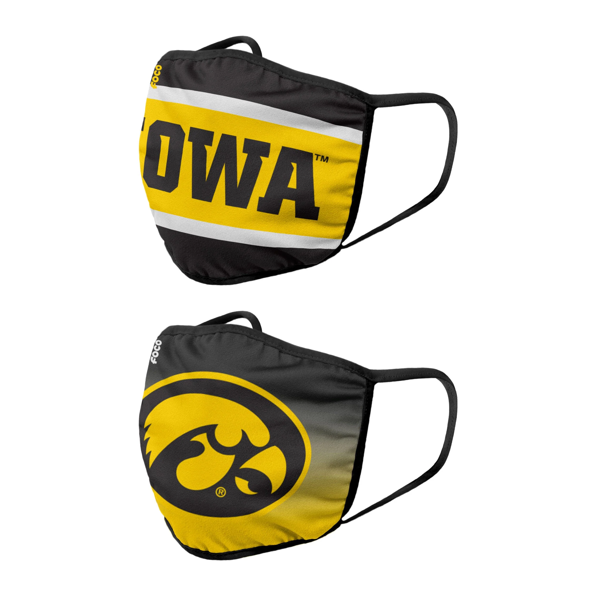 Iowa Hawkeyes NCAA Printed 2 Pack Face Cover - Image 2
