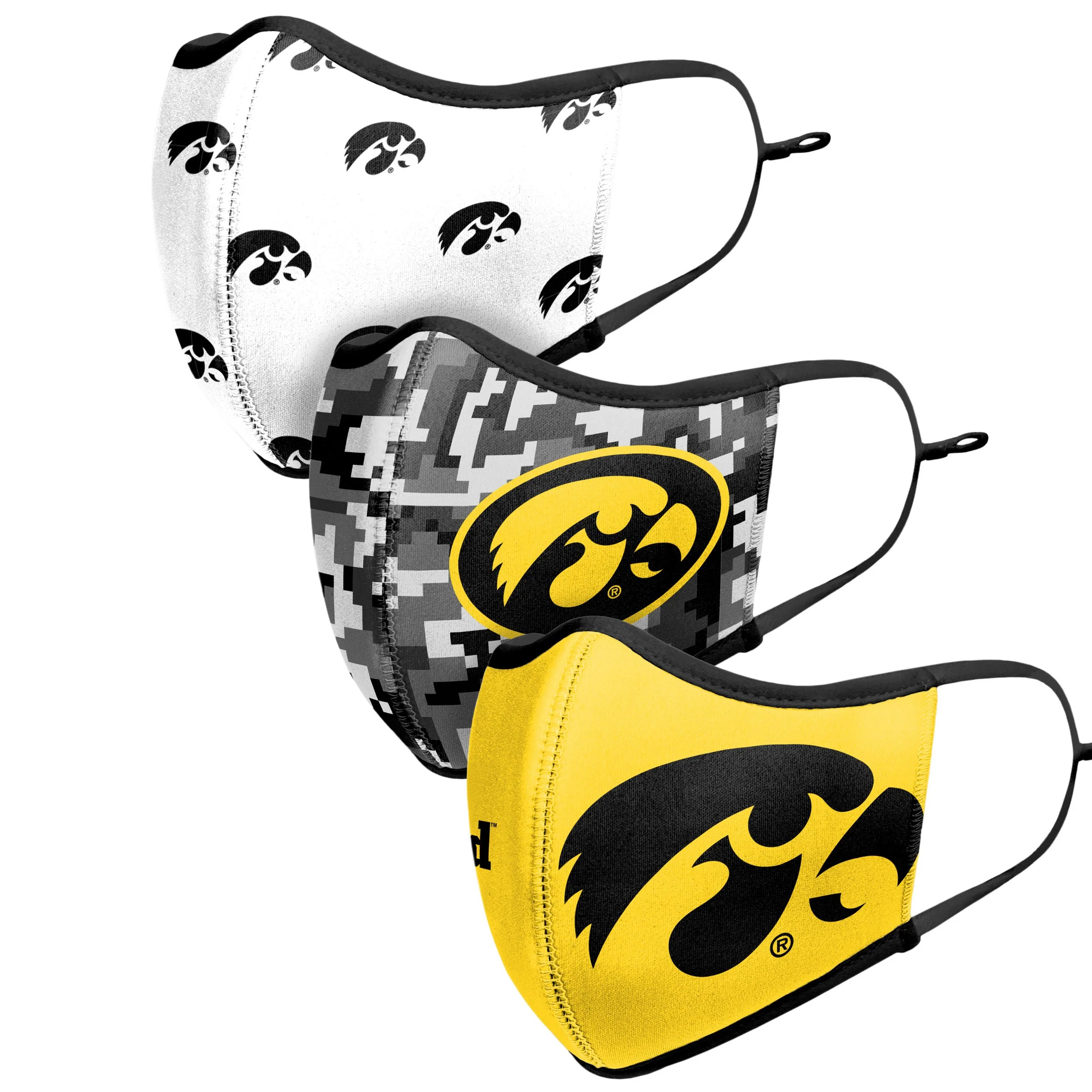 Iowa Hawkeyes NCAA Thematic Sport 3 Pack Face Cover - Image 2
