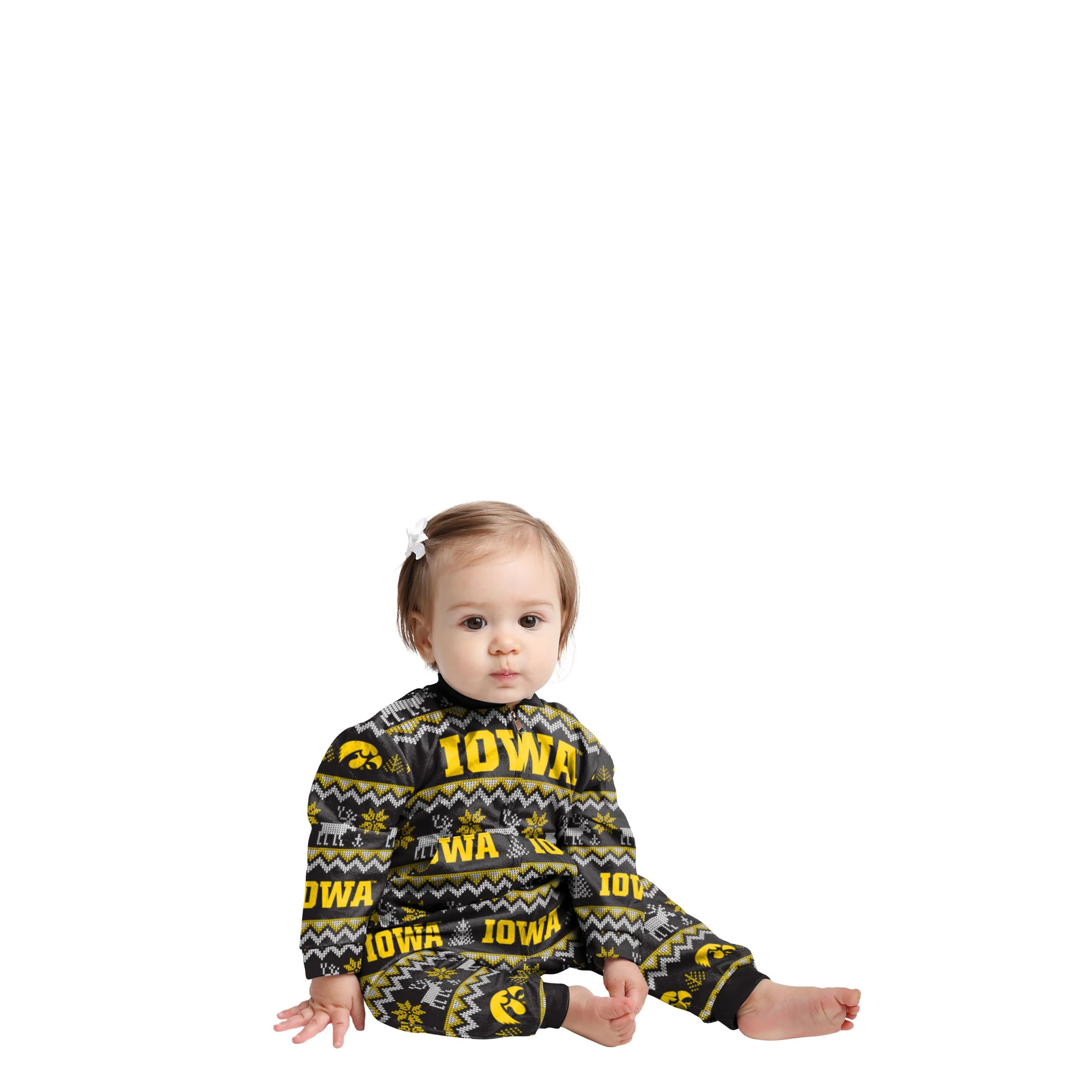 Iowa Hawkeyes NCAA Ugly Pattern Family Holiday Pajamas - Image 2