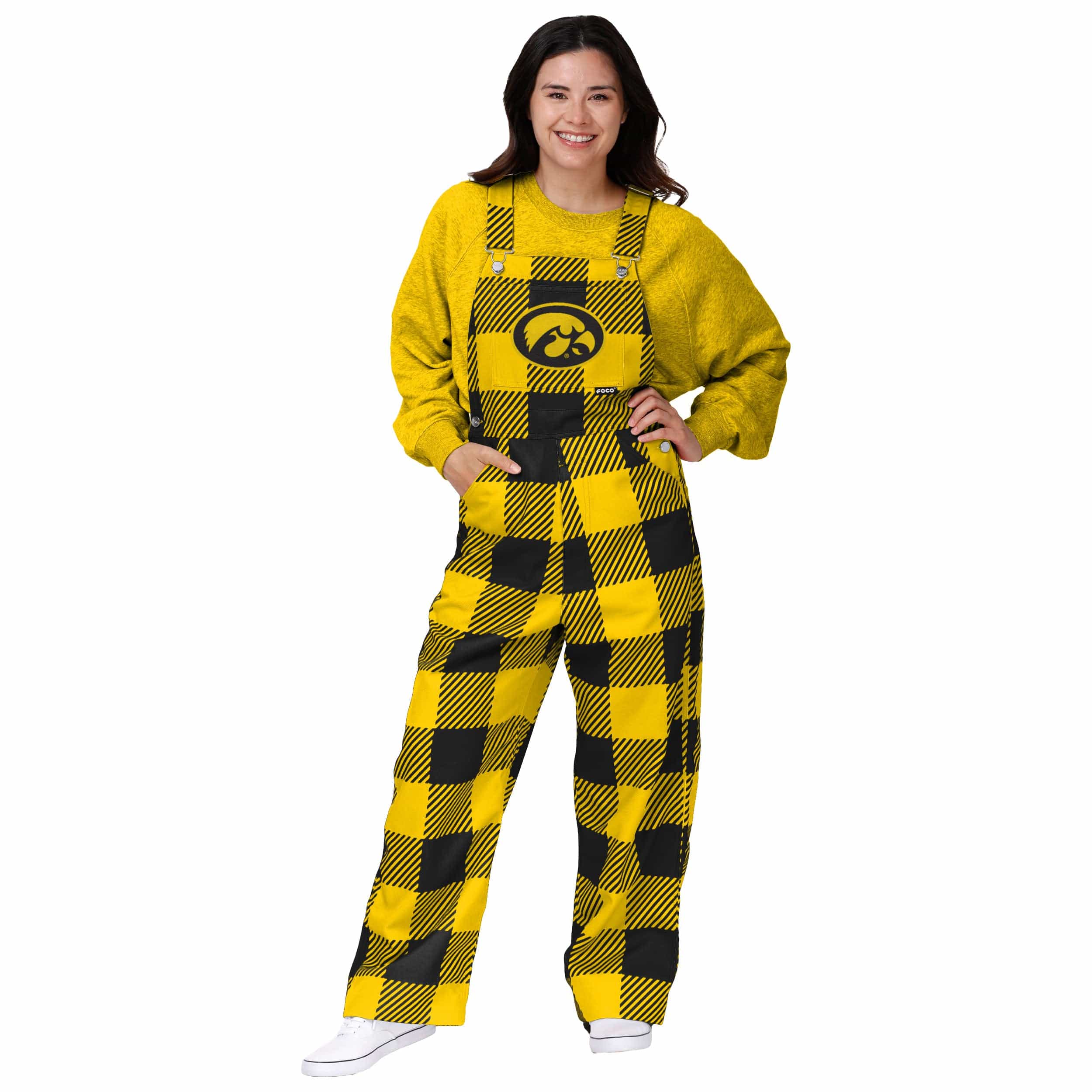 Iowa Hawkeyes NCAA Womens Plaid Bib Overalls