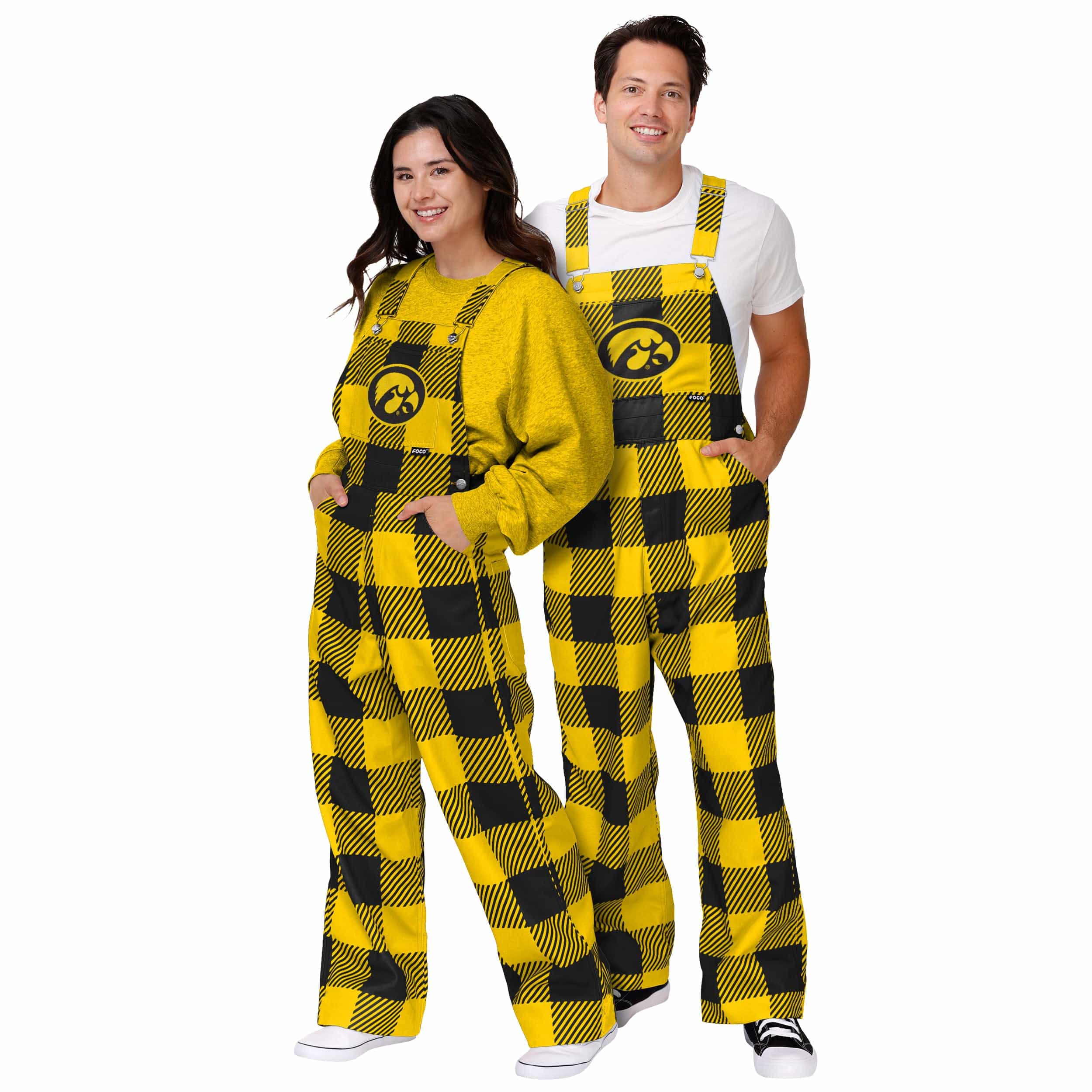 Iowa Hawkeyes NCAA Womens Plaid Bib Overalls - Image 3