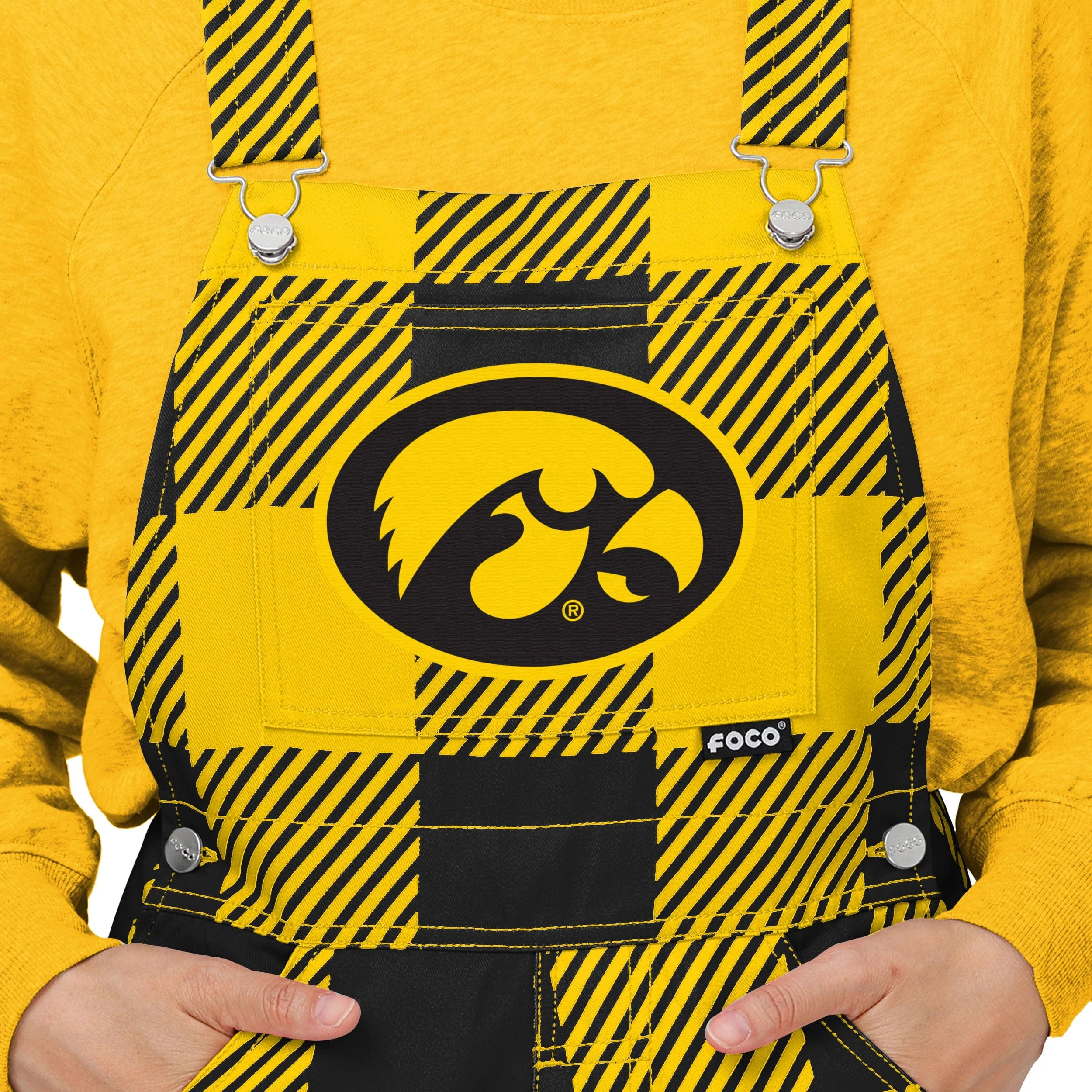 Iowa Hawkeyes NCAA Womens Plaid Bib Overalls - Image 4