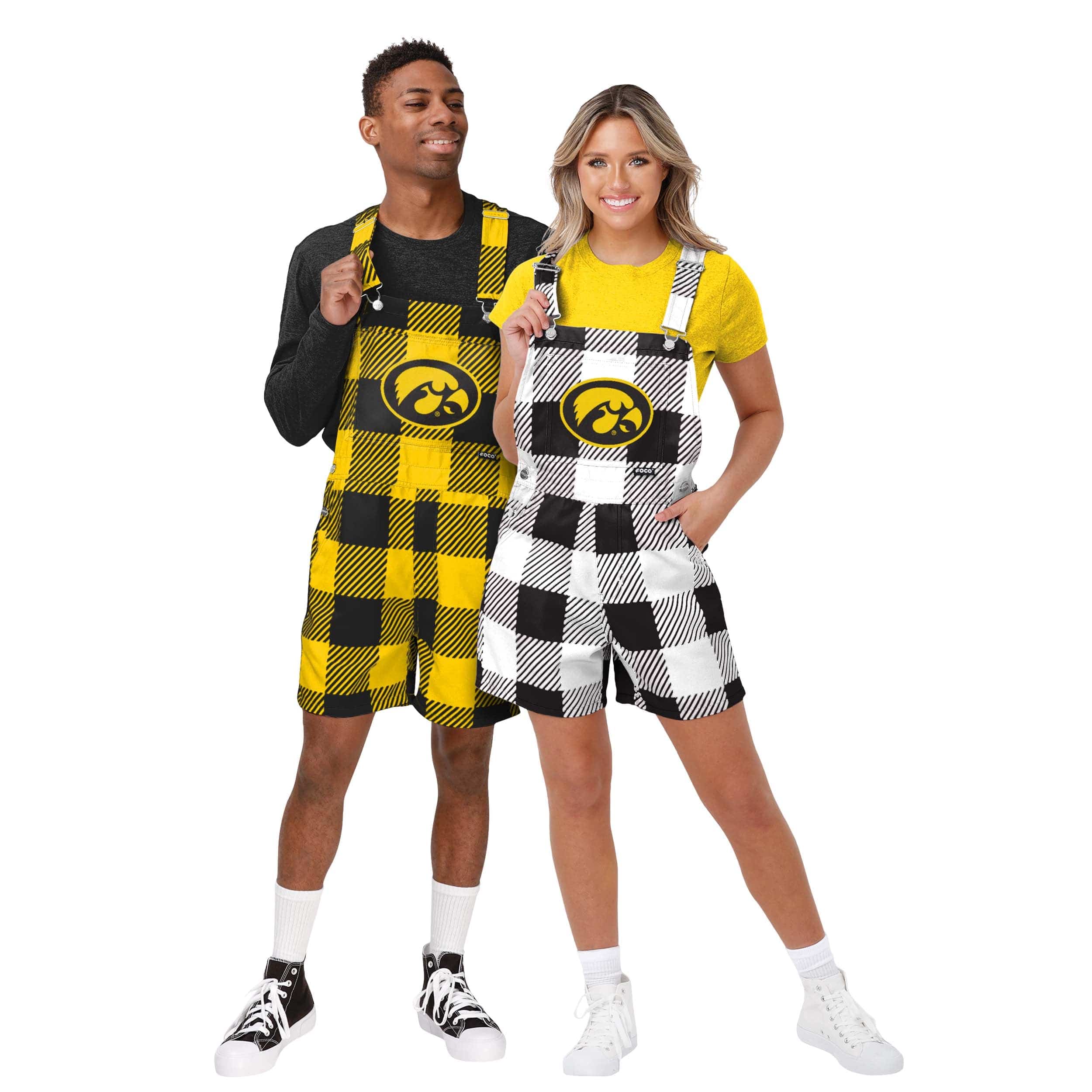 Iowa Hawkeyes NCAA Womens Plaid Bib Shortalls - Image 3