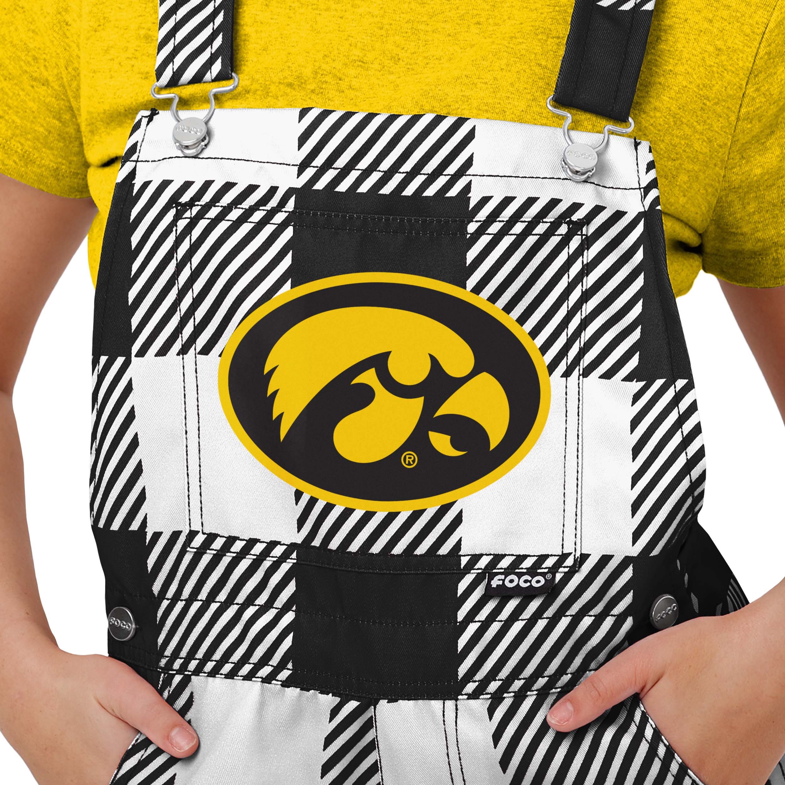 Iowa Hawkeyes NCAA Womens Plaid Bib Shortalls - Image 4