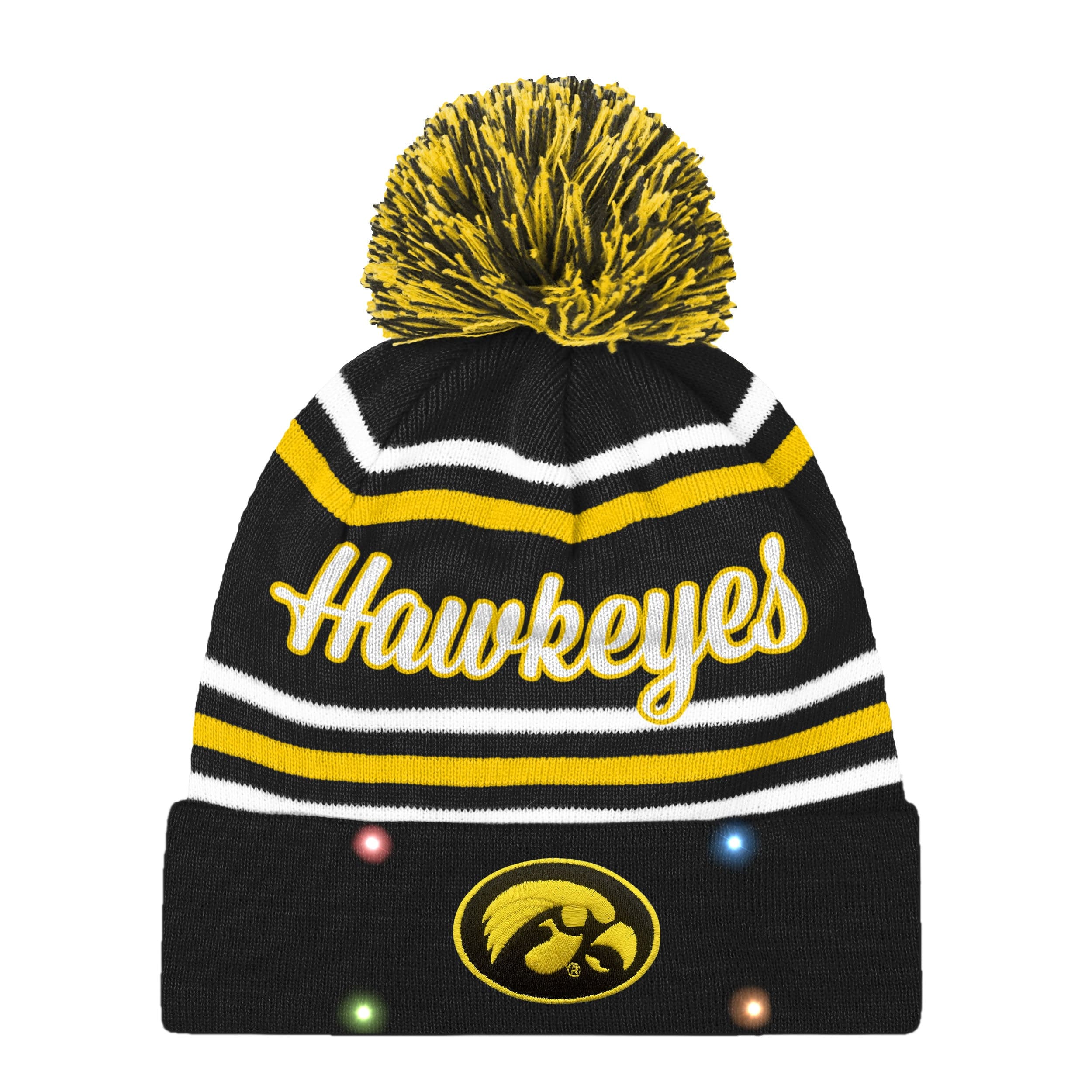 Iowa Hawkeyes NCAA Womens Wordmark Script Light Up Beanie - Image 2