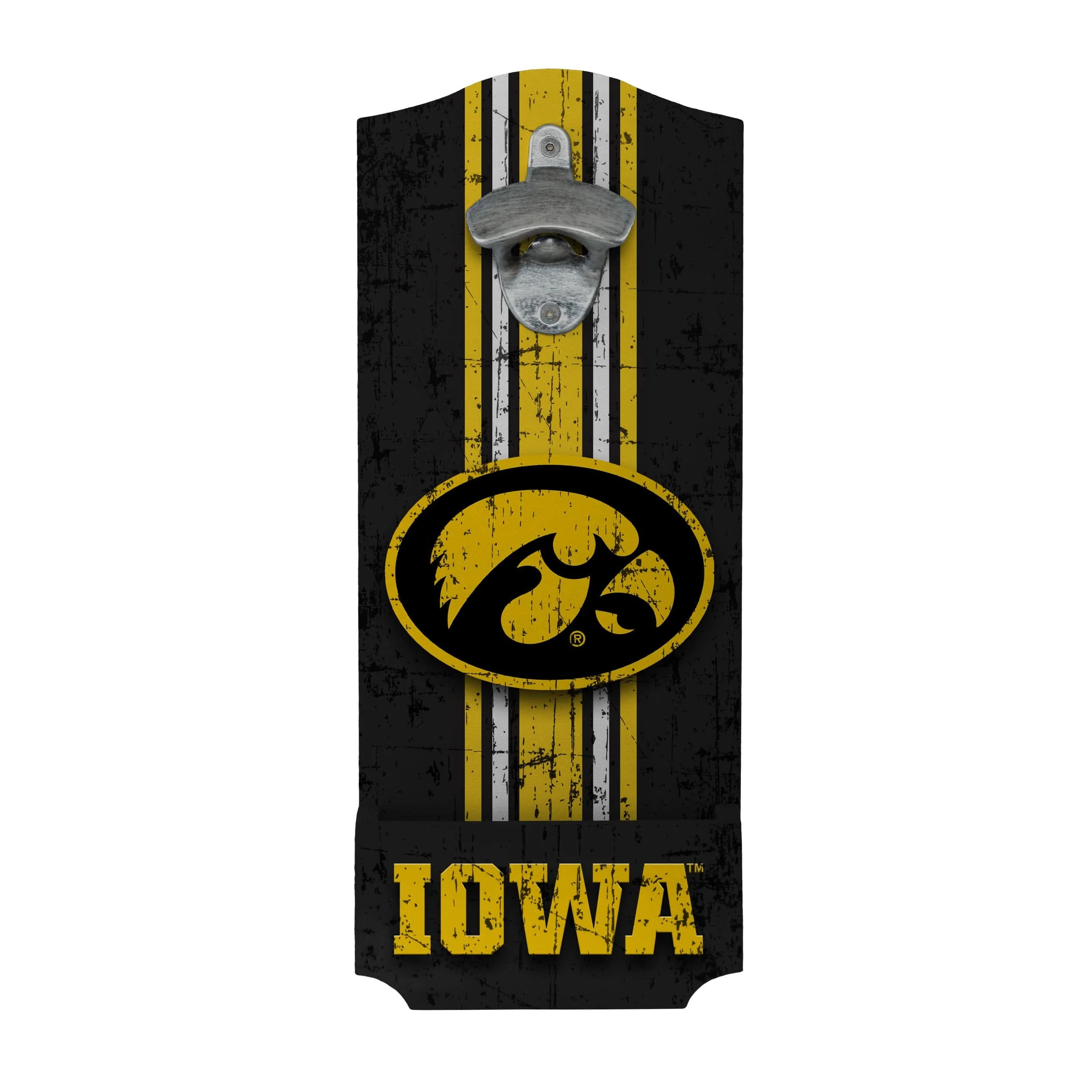 Iowa Hawkeyes NCAA Wooden Bottle Cap Opener Sign - Image 2