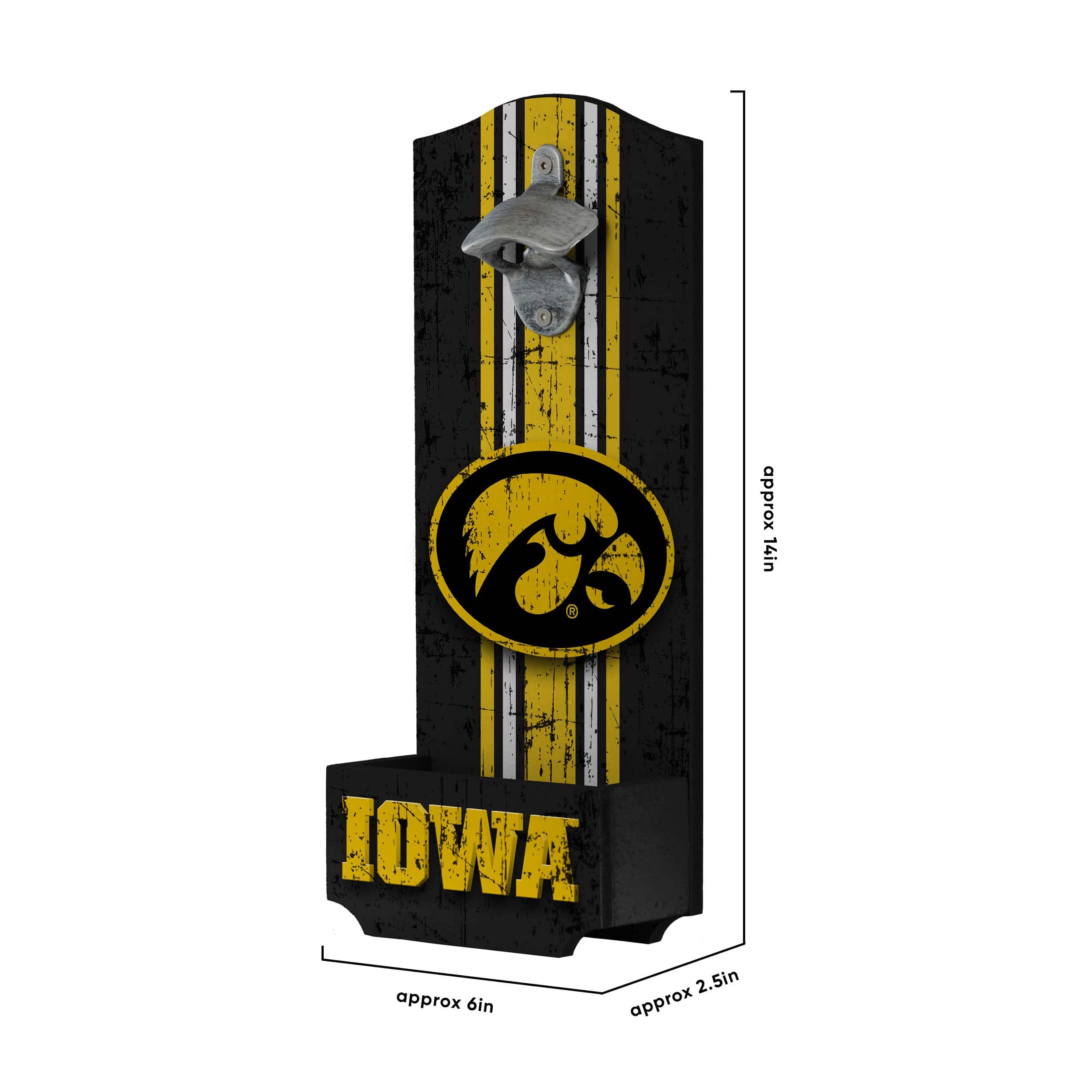 Iowa Hawkeyes NCAA Wooden Bottle Cap Opener Sign - Image 5