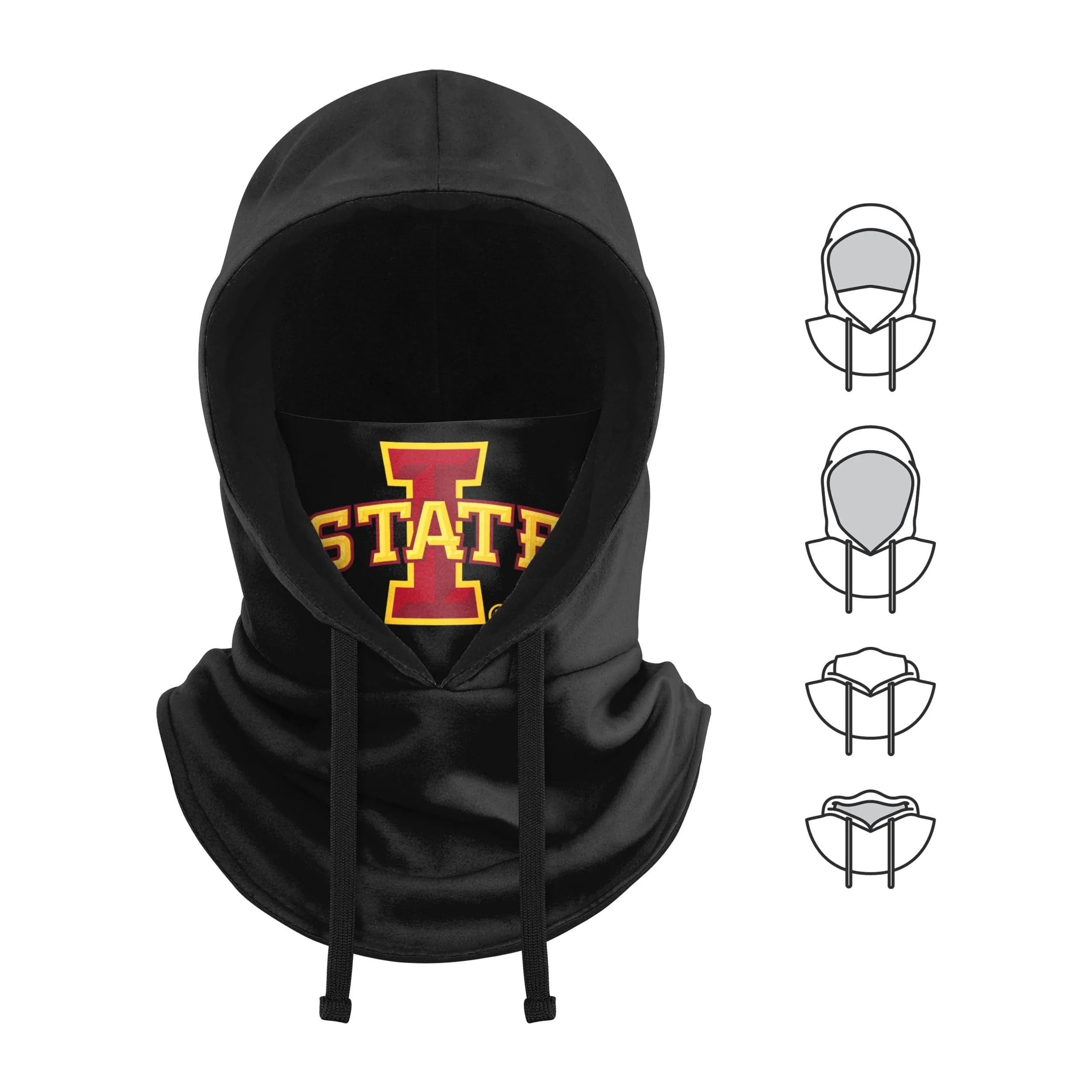 Iowa State Cyclones NCAA Black Drawstring Hooded Gaiter - Image 5