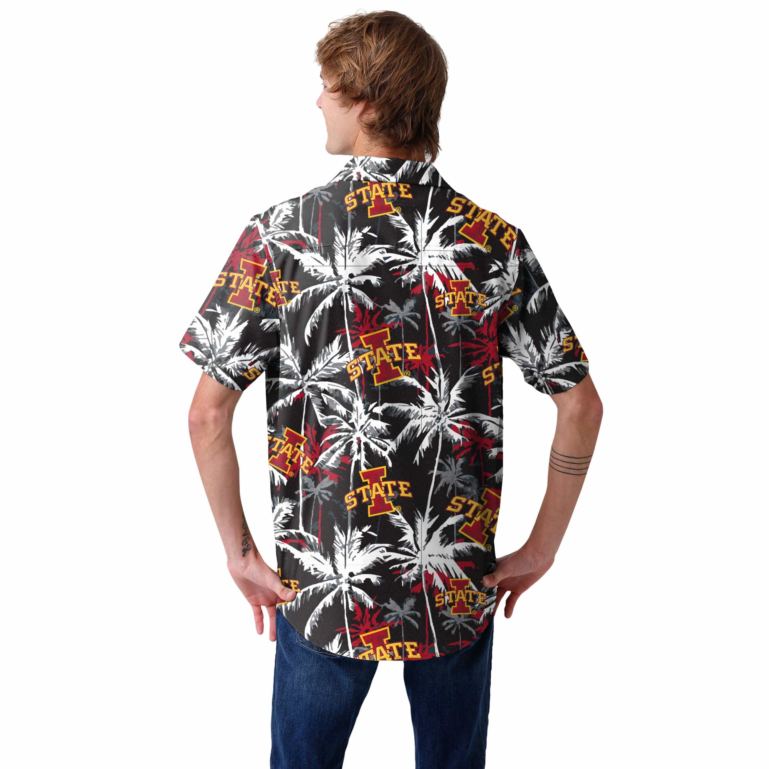 Iowa State Cyclones NCAA Mens Black Floral Button Up Shirt - Image 3