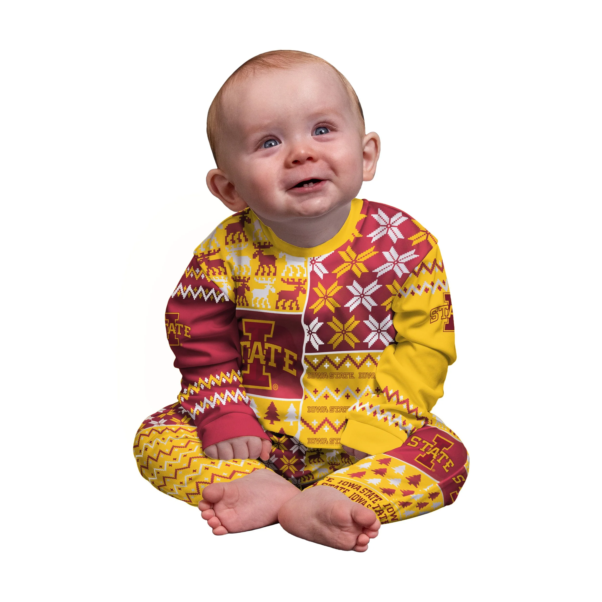 Iowa State Cyclones NCAA Busy Block Family Holiday Pajamas - Image 2