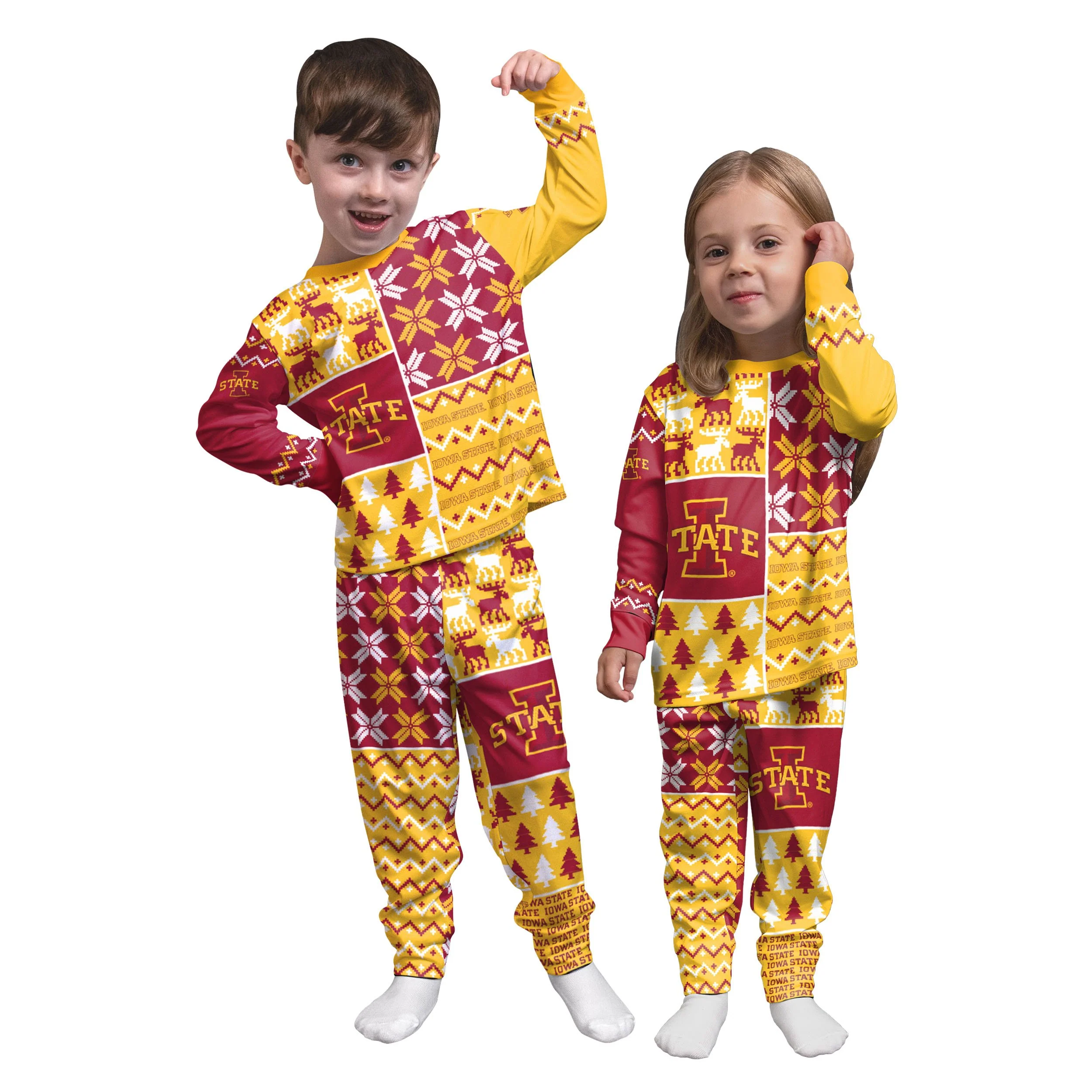 Iowa State Cyclones NCAA Busy Block Family Holiday Pajamas - Image 3